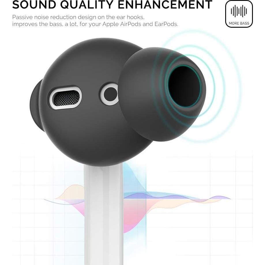 AhaStyle Tapones de Silicona para AirPods 3 Pares Pequeños Negro