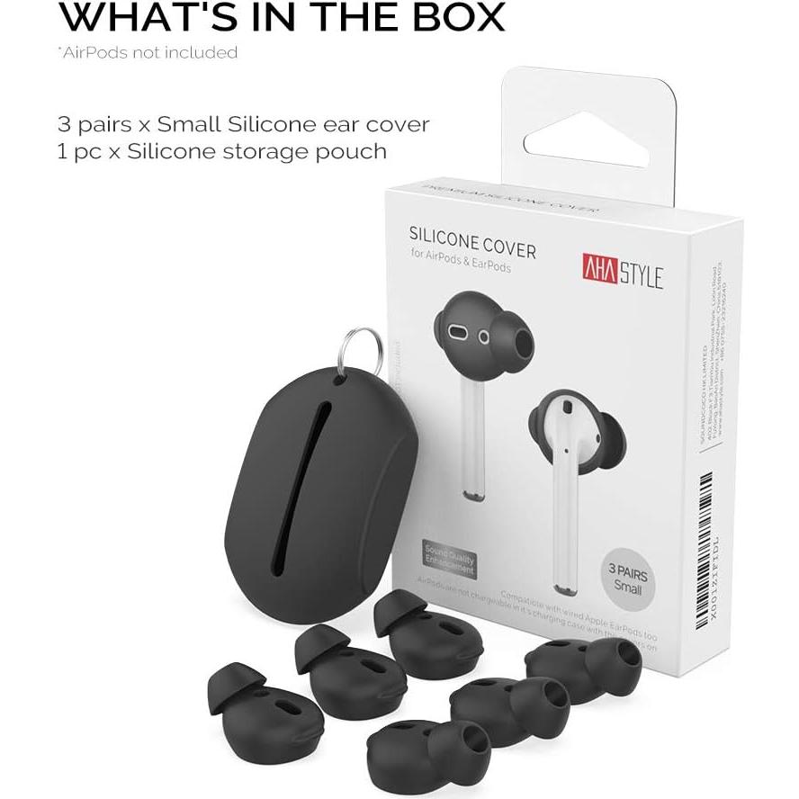 AhaStyle Tapones de Silicona para AirPods 3 Pares Pequeños Negro