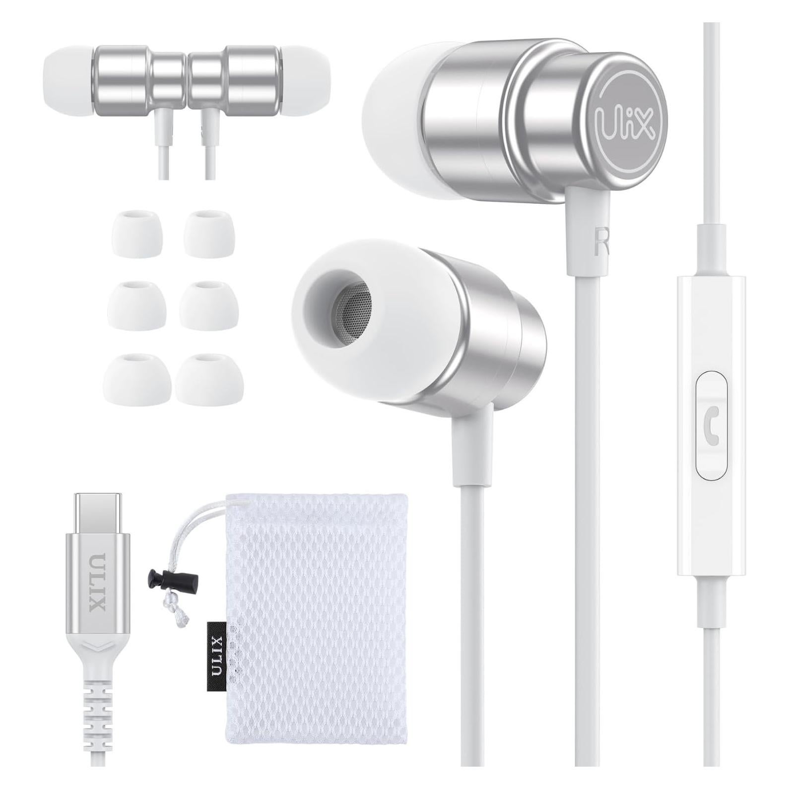 Rider USB C Headphones, 5 Years Warranty, Magnetic USB-C Earbuds for iPhone 16 15 Pro Max Plus Samsung Galaxy S24 S23 Ultra S22 S21 FE S20 Z Flip 3 Fold 4 A53 A54, USB Type C Earphones - White