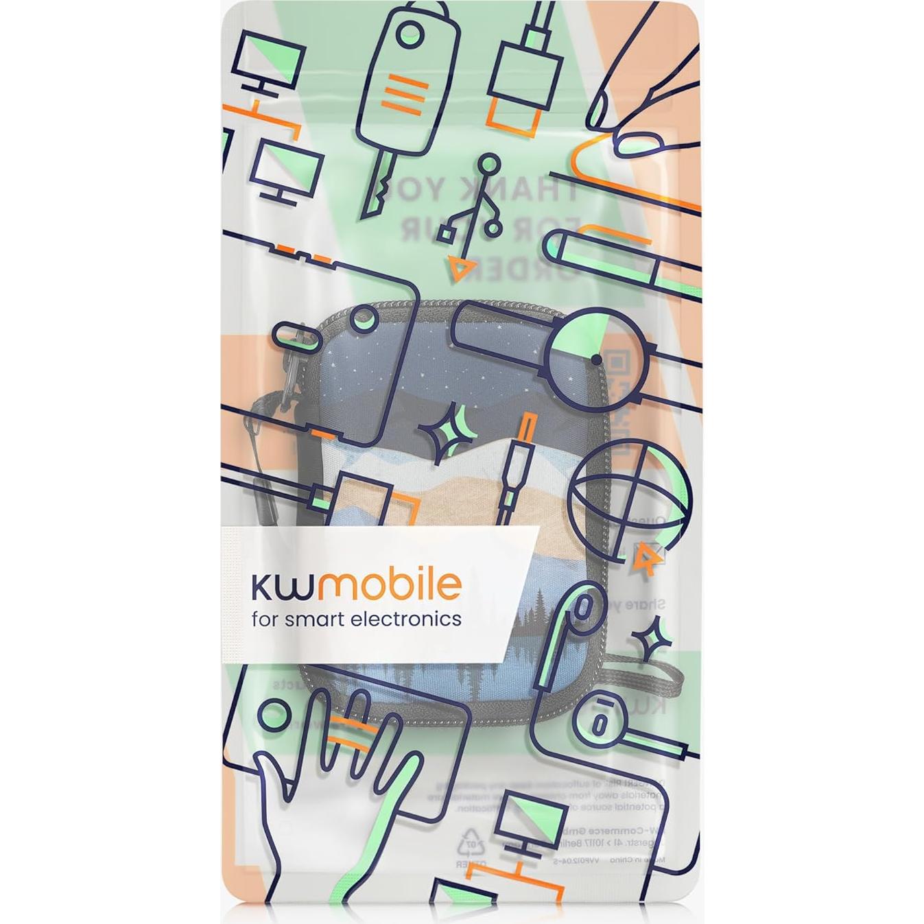 Funda de Neopreno kwmobile para Auriculares In-Ear - Lago Nocturno