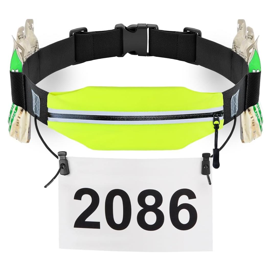 Cinturón de Triatlón RJ-Sport Amarillo con Soporte para Número