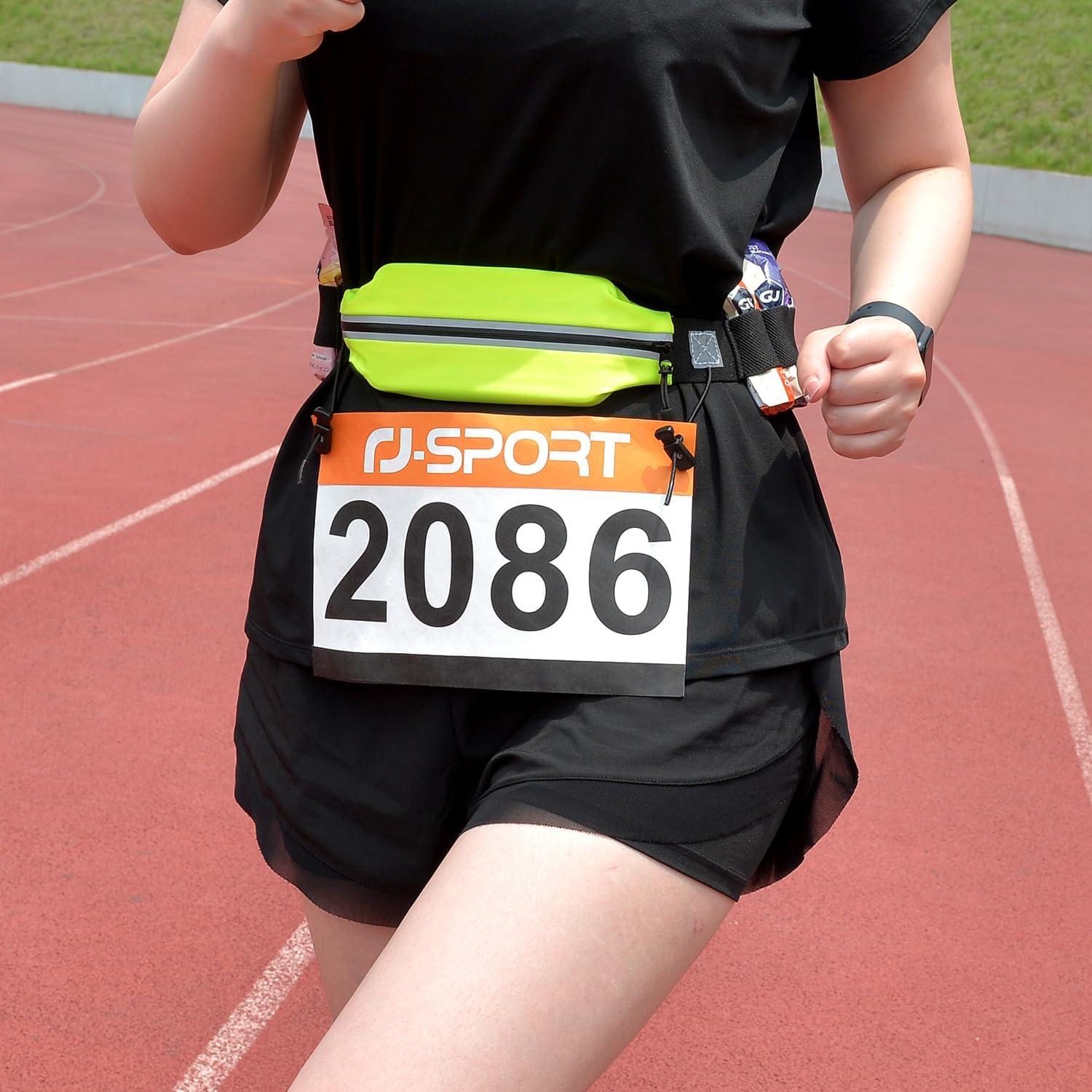 Cinturón de Triatlón RJ-Sport Amarillo con Soporte para Número