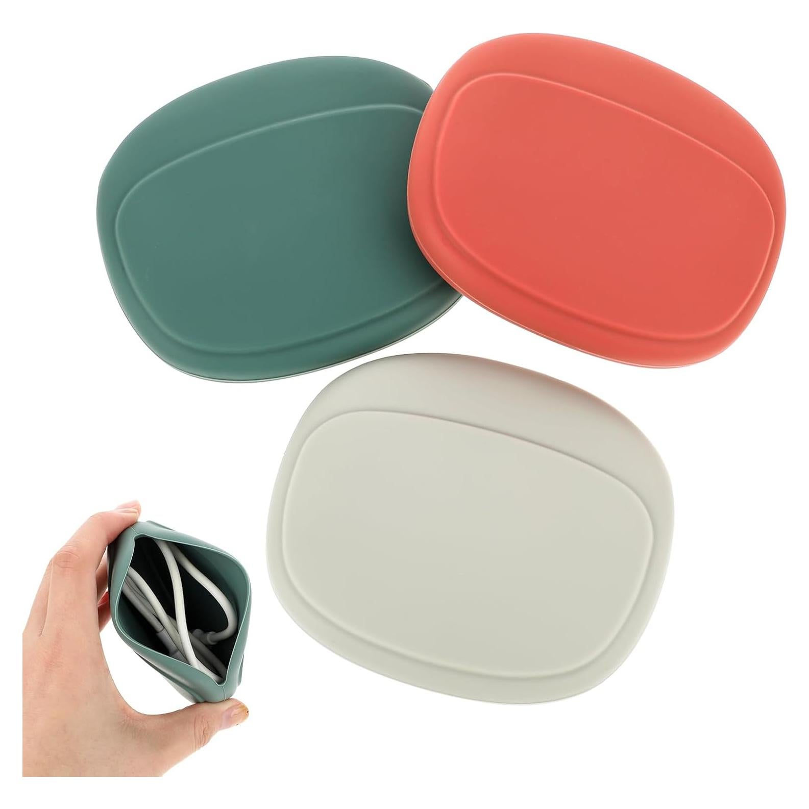 3 PCS Organizador de Auriculares Silicona COMNICO Rojo Verde Blanco