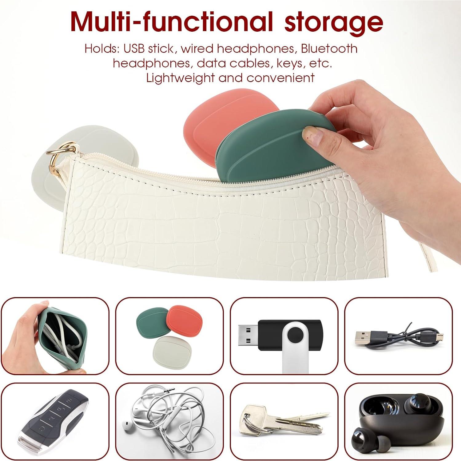 3 PCS Organizador de Auriculares Silicona COMNICO Rojo Verde Blanco