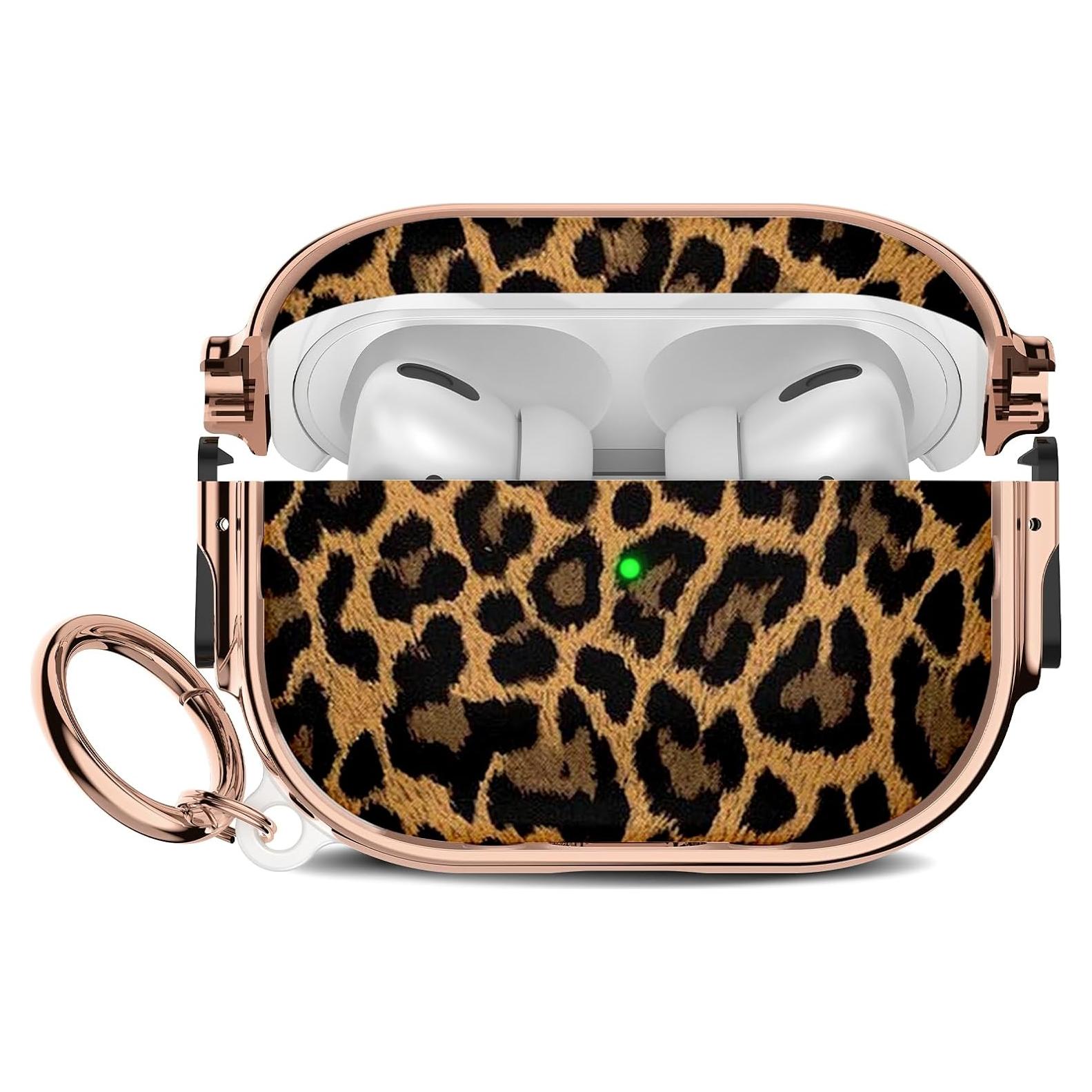 Funda Maxjoy para AirPods Pro 2 con bloqueo de seguridad - Leopardo