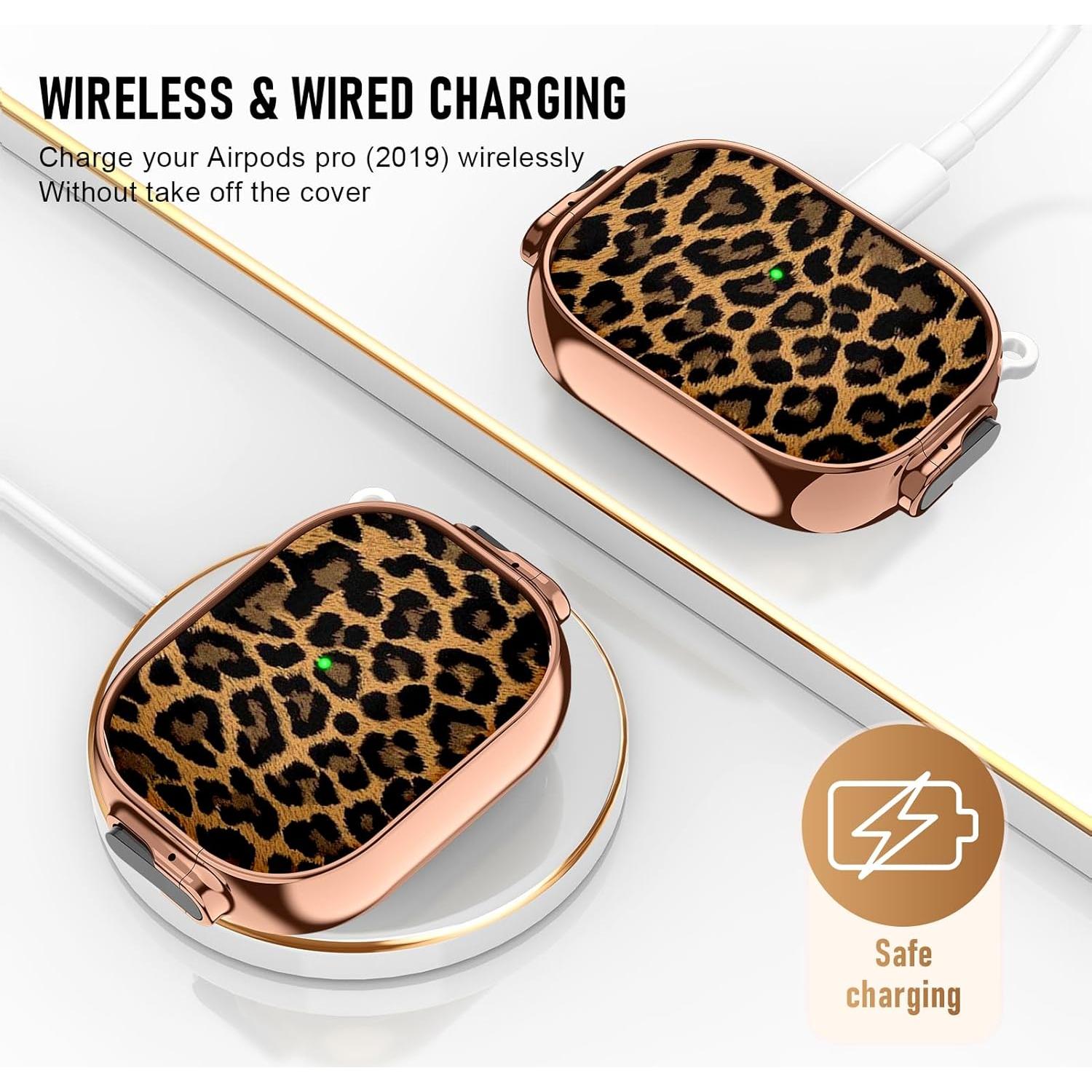 Funda Maxjoy para AirPods Pro 2 con bloqueo de seguridad - Leopardo