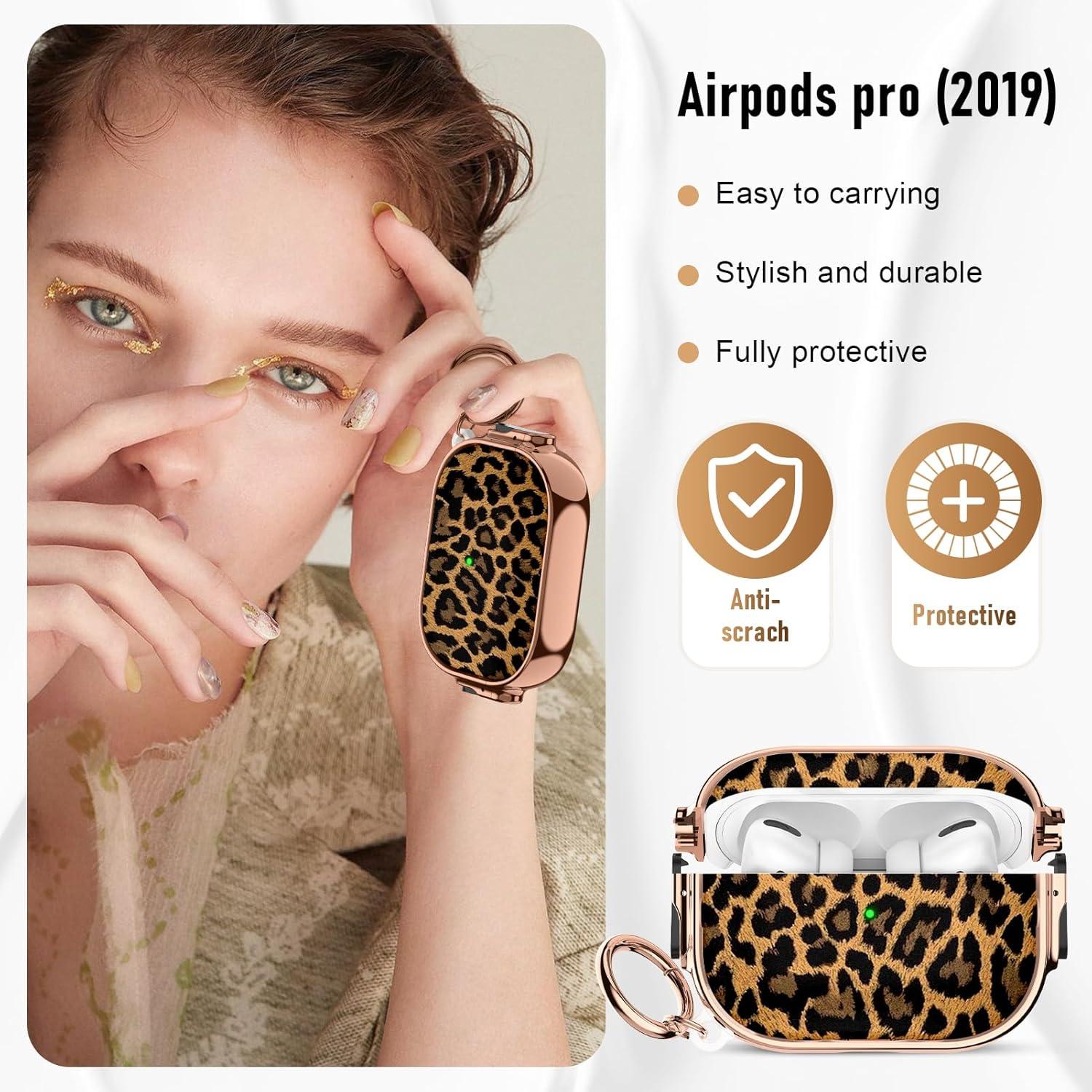 Funda Maxjoy para AirPods Pro 2 con bloqueo de seguridad - Leopardo