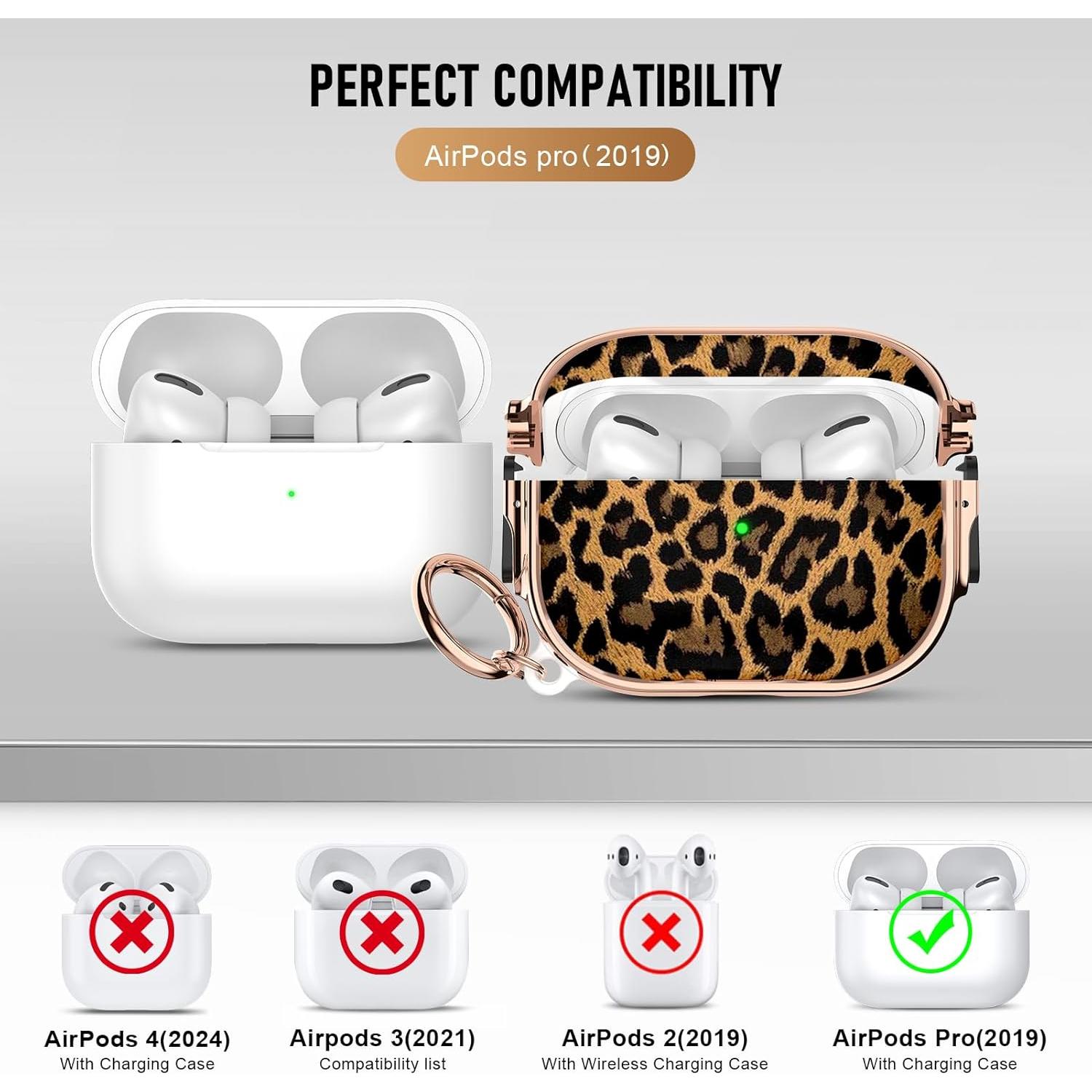 Funda Maxjoy para AirPods Pro 2 con bloqueo de seguridad - Leopardo