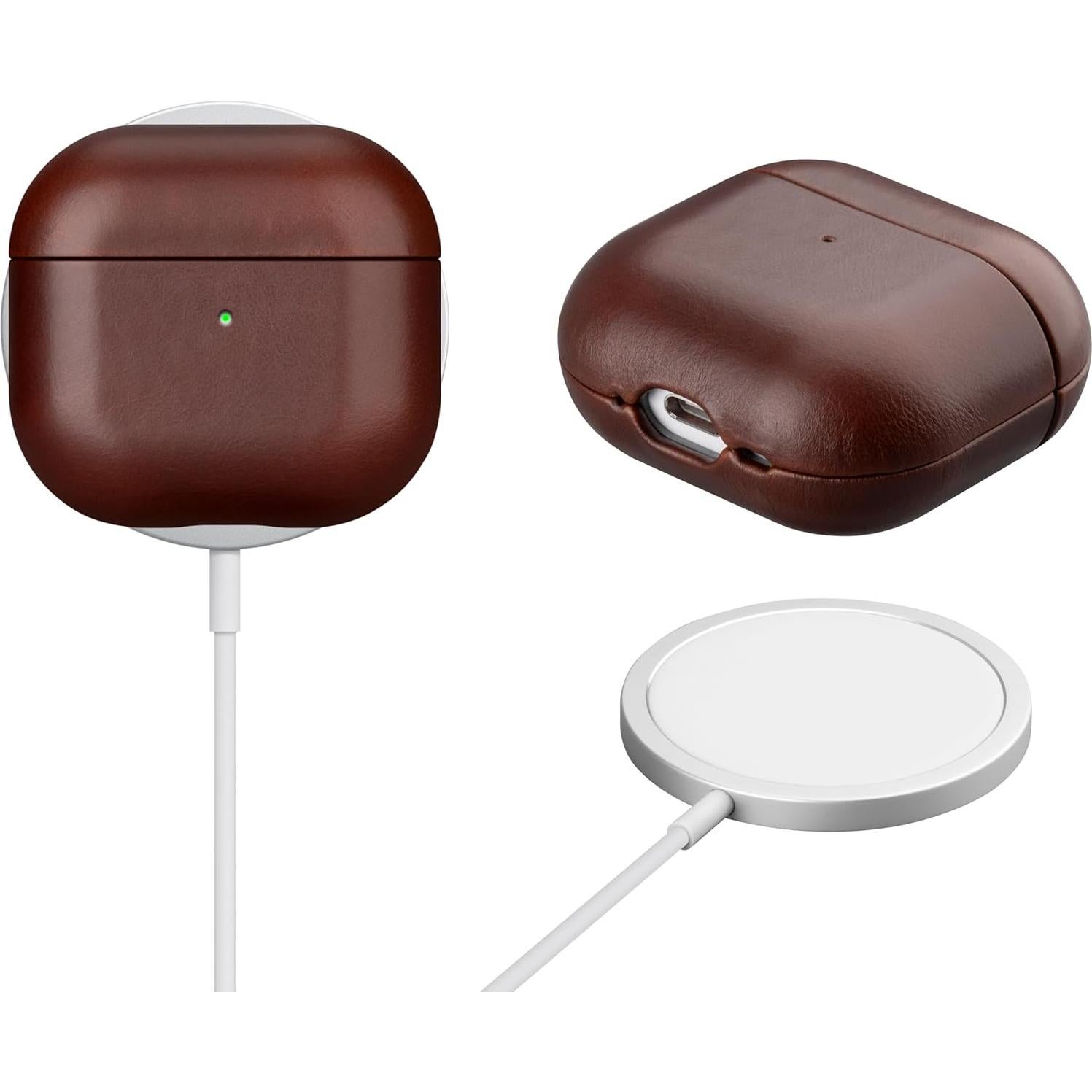 Funda de Cuero Maogoam para AirPods 4ta Generación 2024 - Marrón Rojo