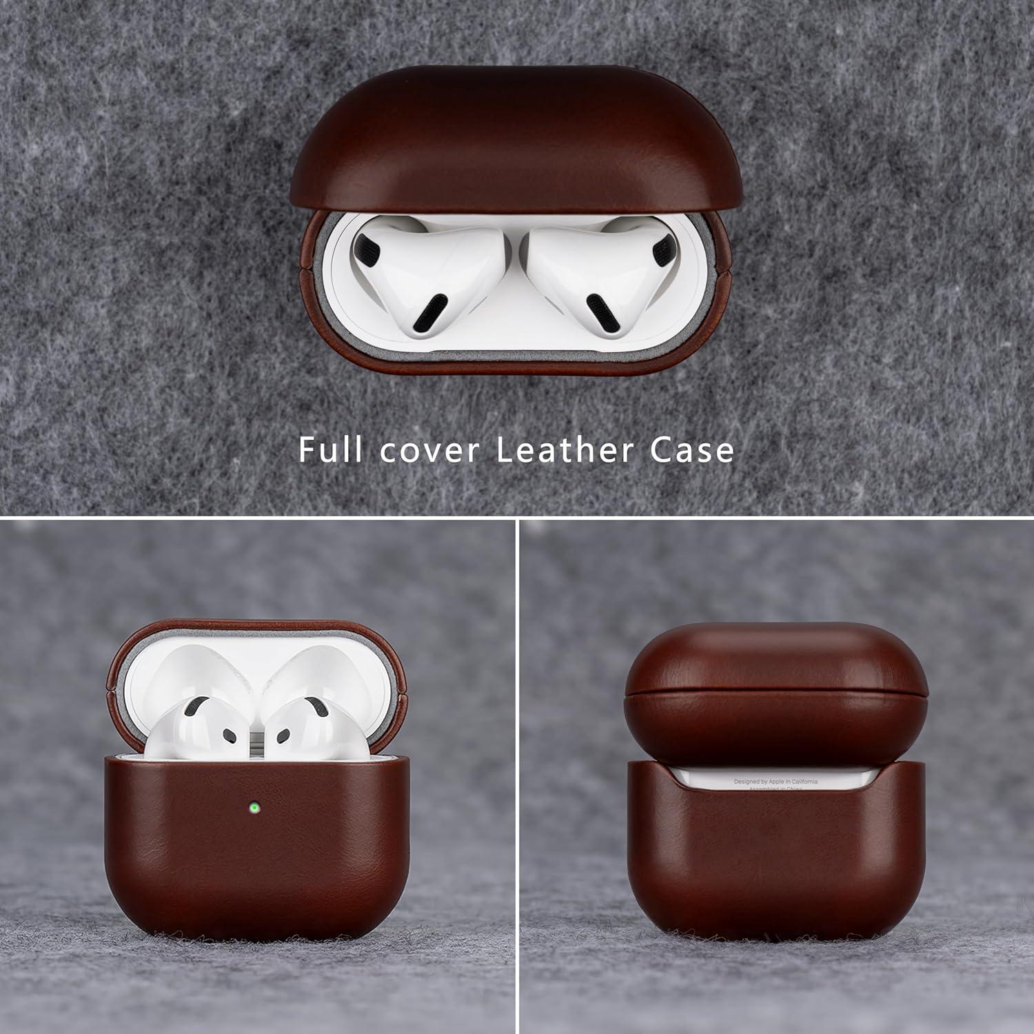 Funda de Cuero Maogoam para AirPods 4ta Generación 2024 - Marrón Rojo