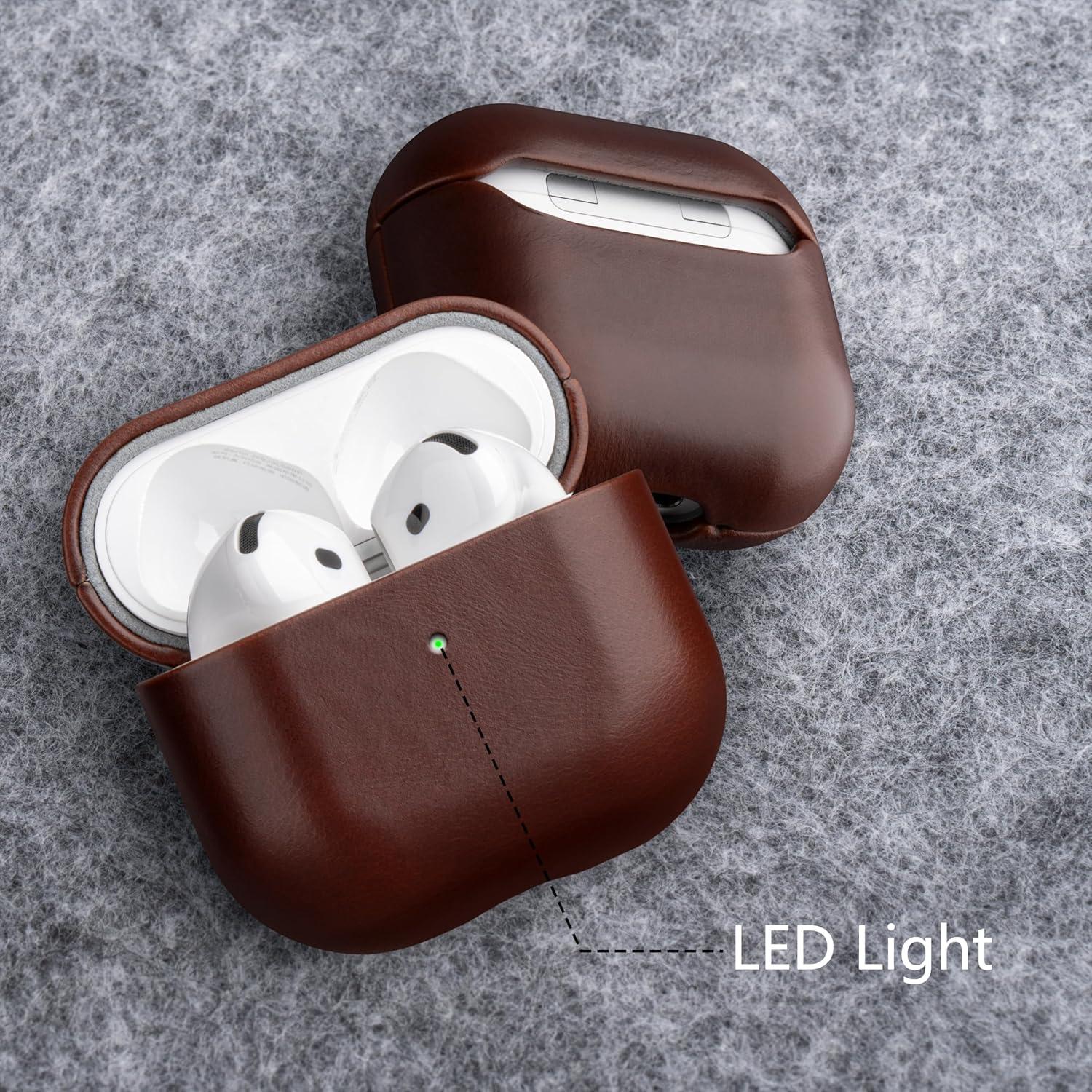 Funda de Cuero Maogoam para AirPods 4ta Generación 2024 - Marrón Rojo