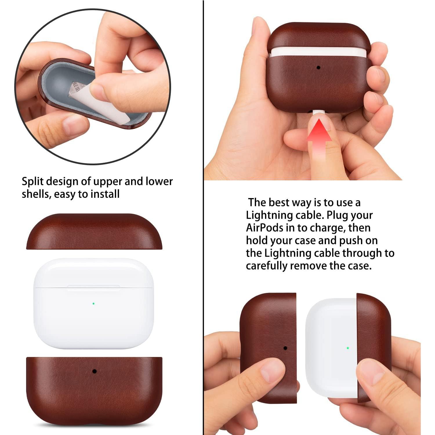 Funda de Cuero Maogoam para AirPods 4ta Generación 2024 - Marrón Rojo