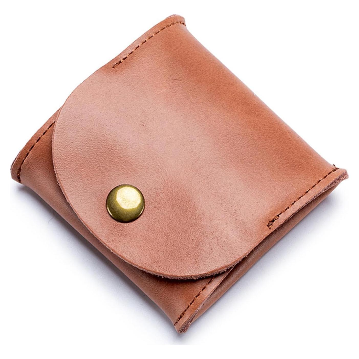 Monedero de Cuero Rústico Hecho a Mano Marrón - Compacto y Ligero