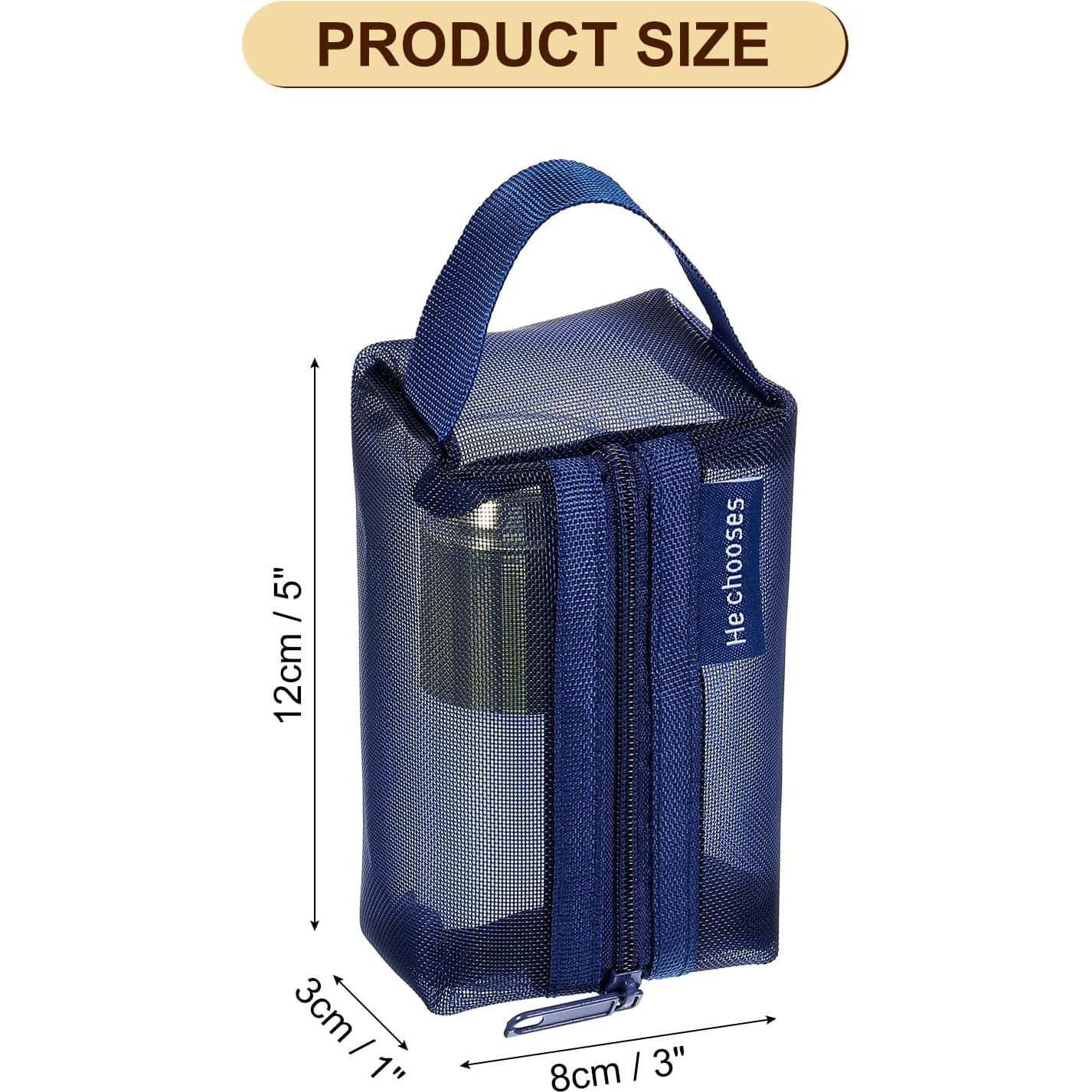 Bolsa de Malla con Cremallera uxcell 10.5x5x6 cm 3 Pcs Azul