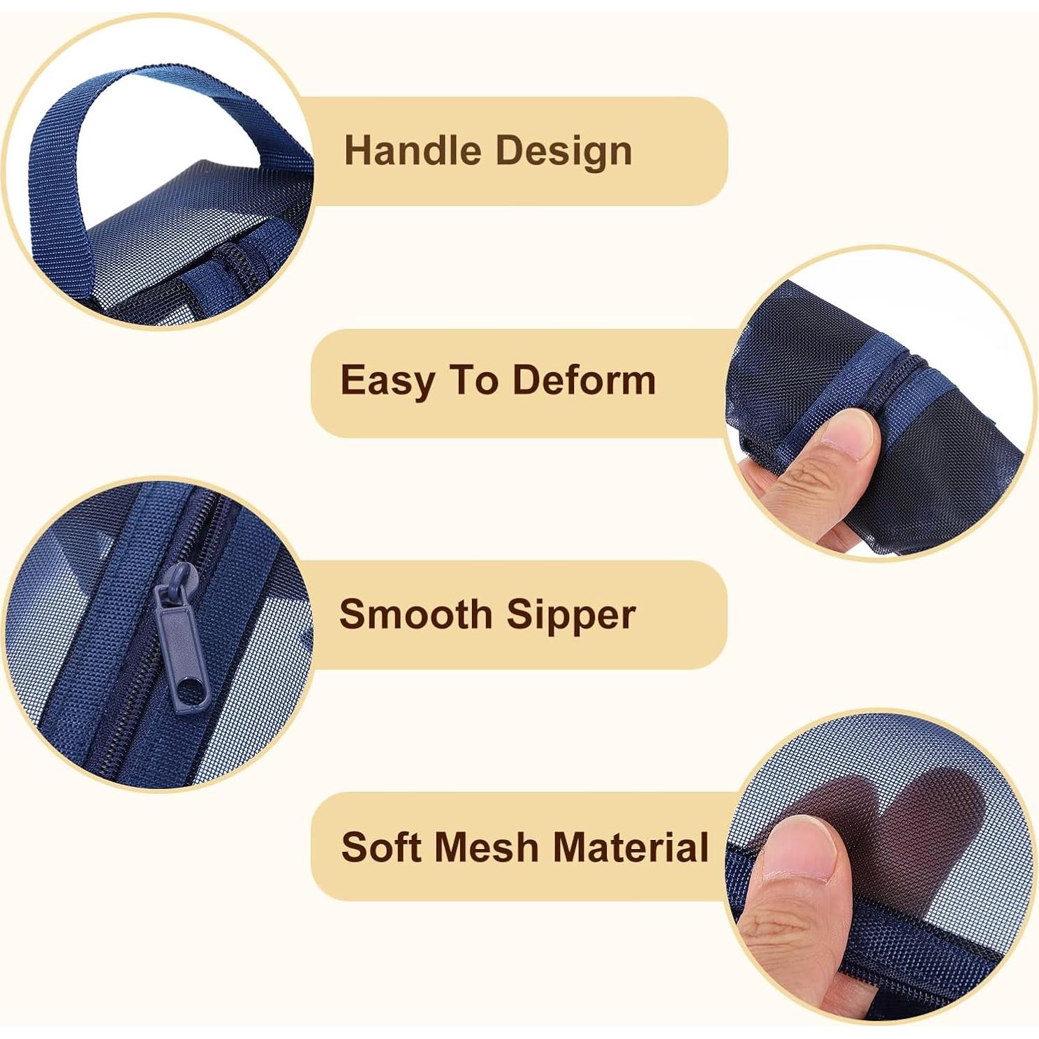 Bolsa de Malla con Cremallera uxcell 10.5x5x6 cm 3 Pcs Azul