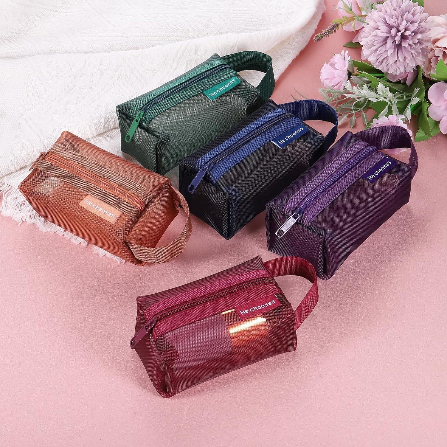 Bolsa de Malla con Cremallera uxcell 10.5x5x6 cm 3 Pcs Azul