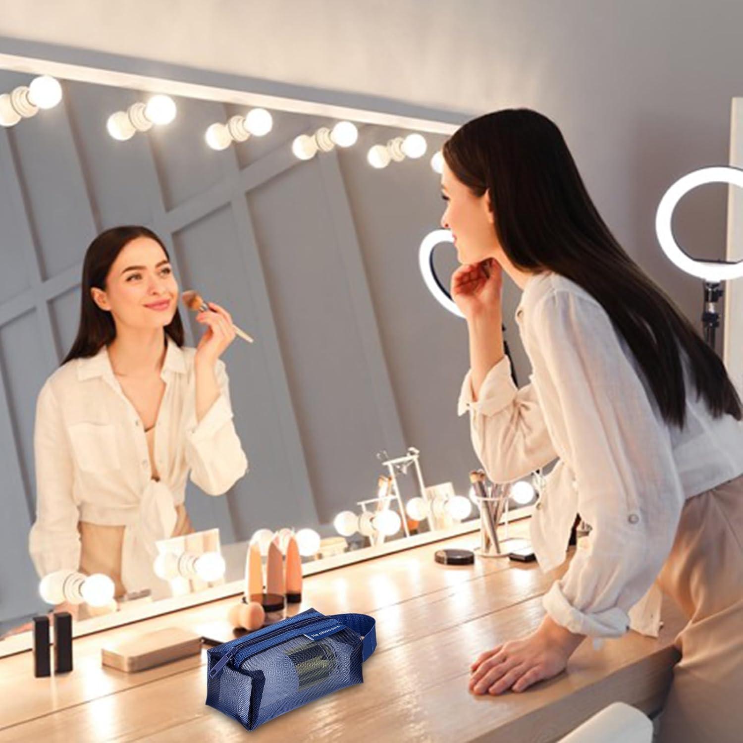 Bolsa de Malla con Cremallera uxcell 10.5x5x6 cm 3 Pcs Azul