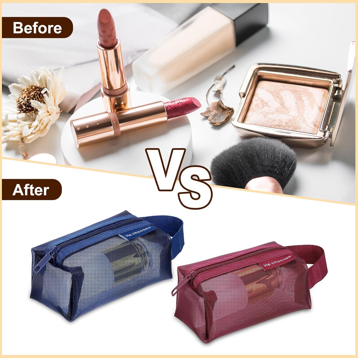 Bolsa de Malla con Cremallera uxcell 10.5x5x6 cm 3 Pcs Azul