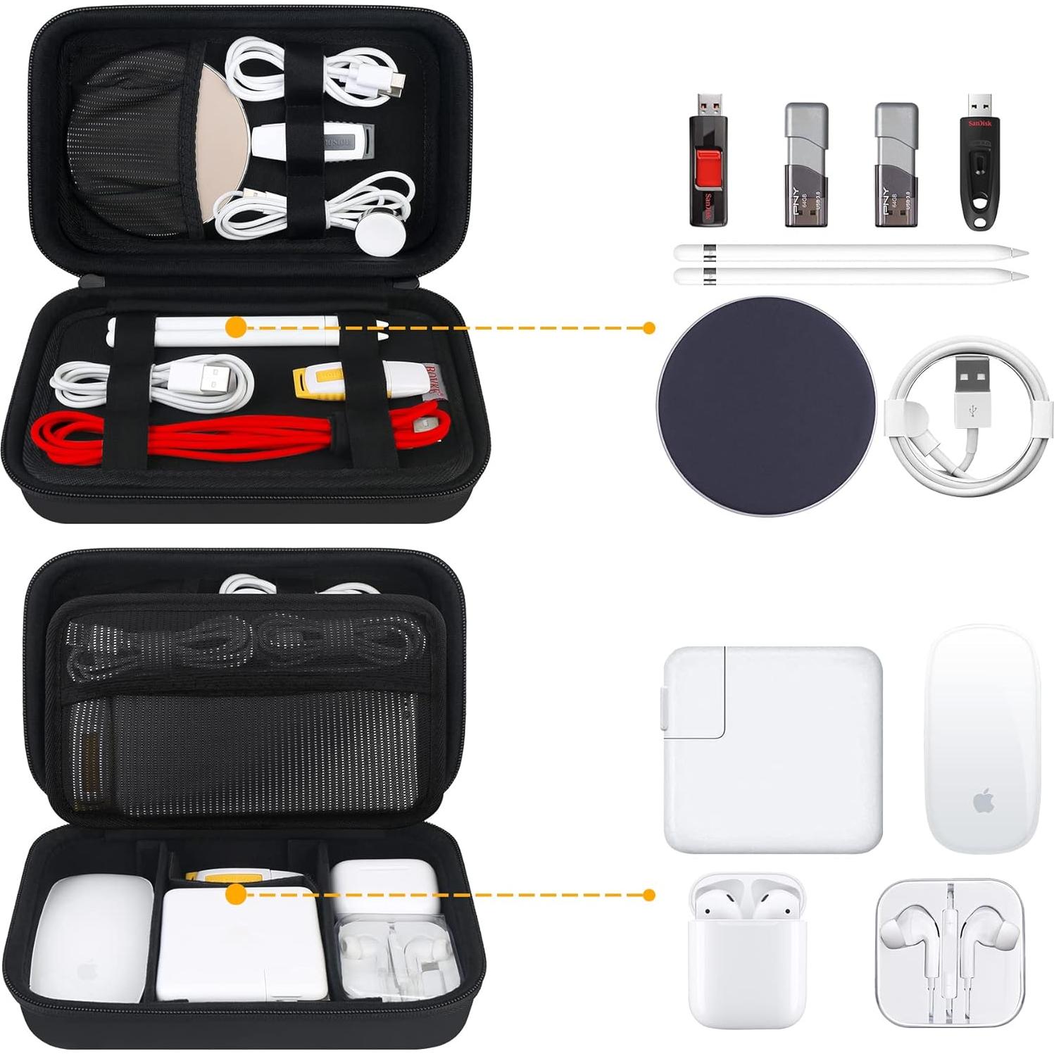 Organizador de Cables BOVKE V14m1 Negro - Estuche Duro 23.1x14.2cm