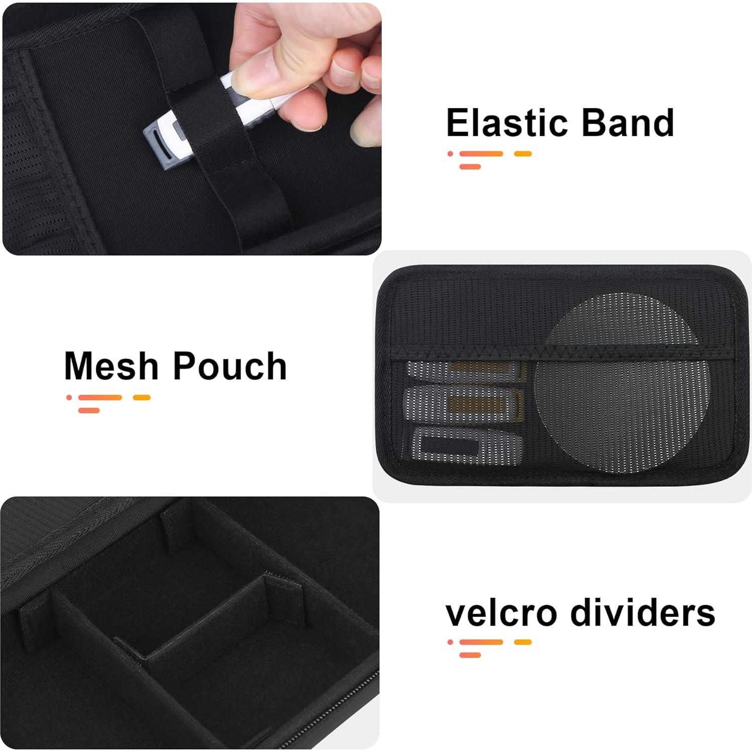 Organizador de Cables BOVKE V14m1 Negro - Estuche Duro 23.1x14.2cm