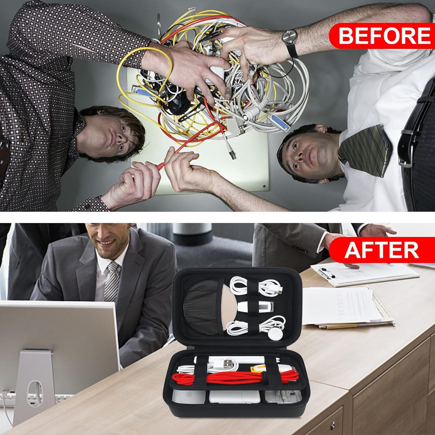 Organizador de Cables BOVKE V14m1 Negro - Estuche Duro 23.1x14.2cm