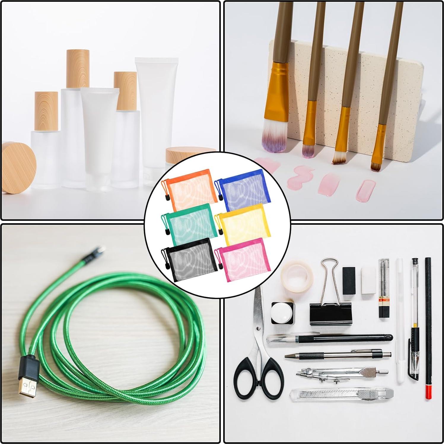 6 Bolsas Cosméticas de Malla Nylon FdcZeyxior 12.7x10.2cm