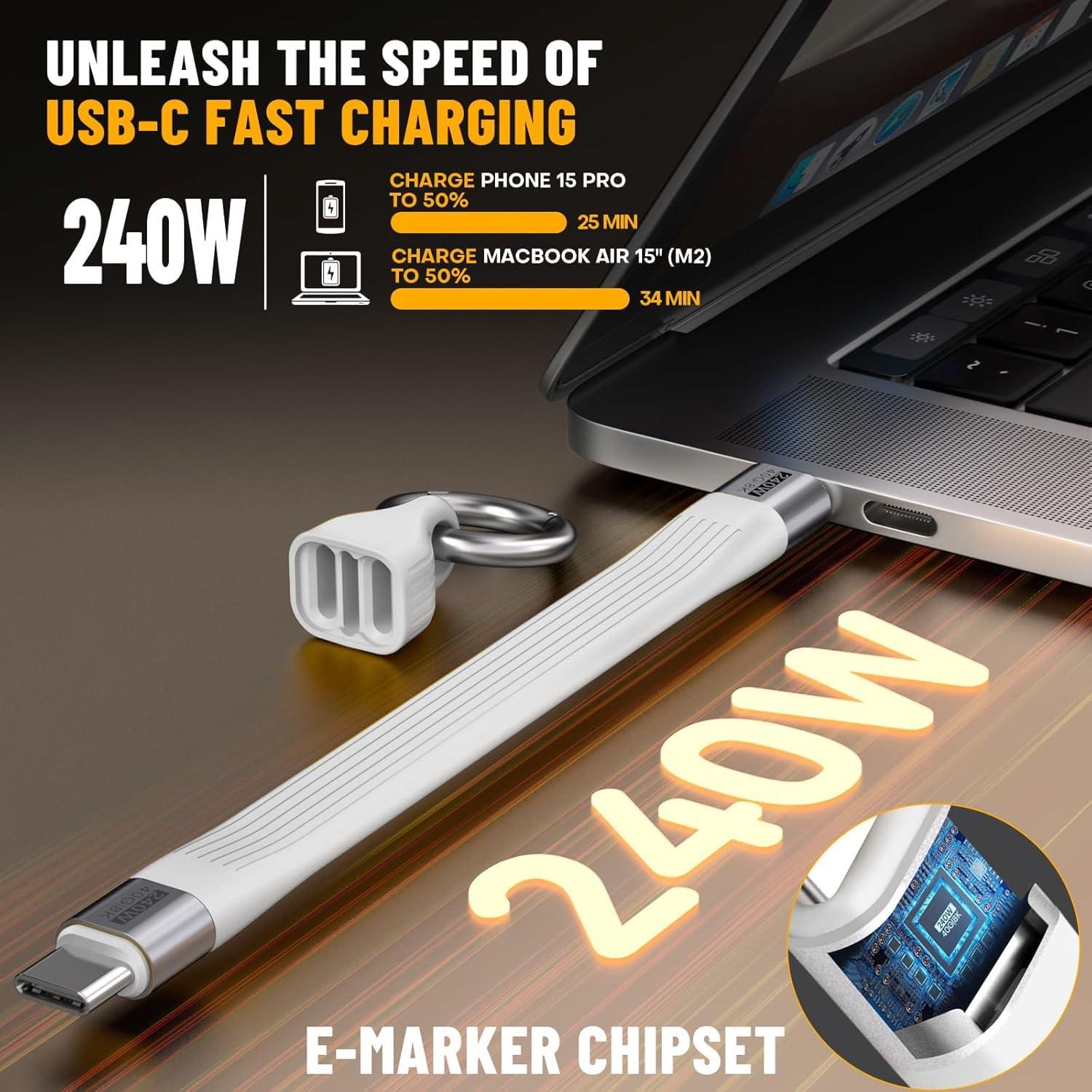 Cable USB C Corto 15 cm EndlesShine 240W Carga Rápida