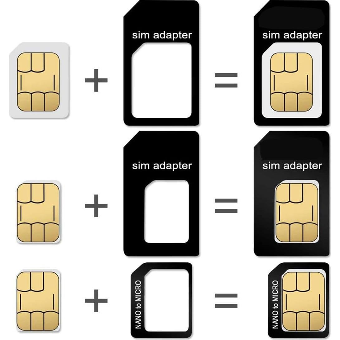 Kit Adaptador Tarjeta SIM 10 Paquetes CKANDAY Negro 4 en 1