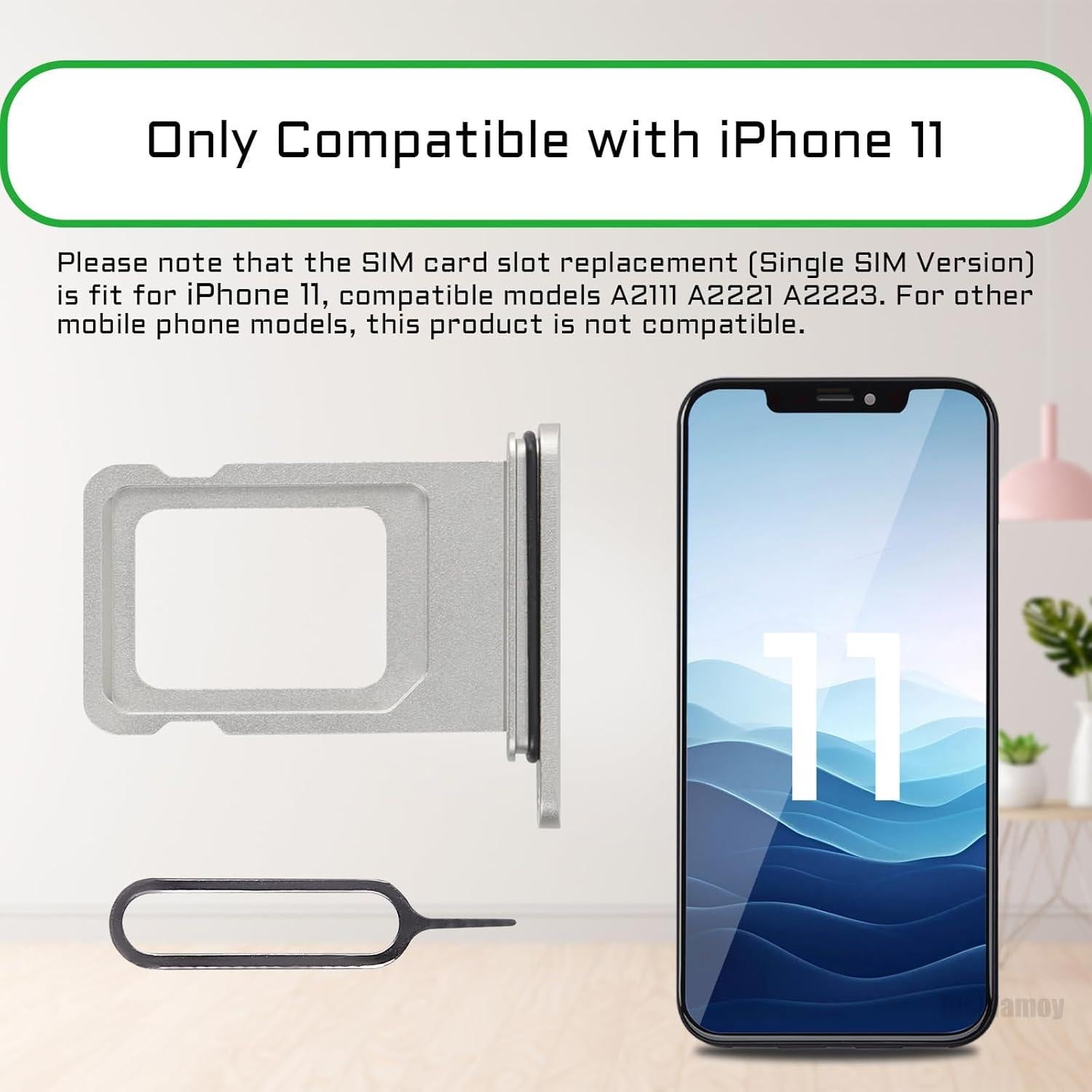 Bandeja de Tarjeta SIM Plateada para iPhone 11 - Reemplazo