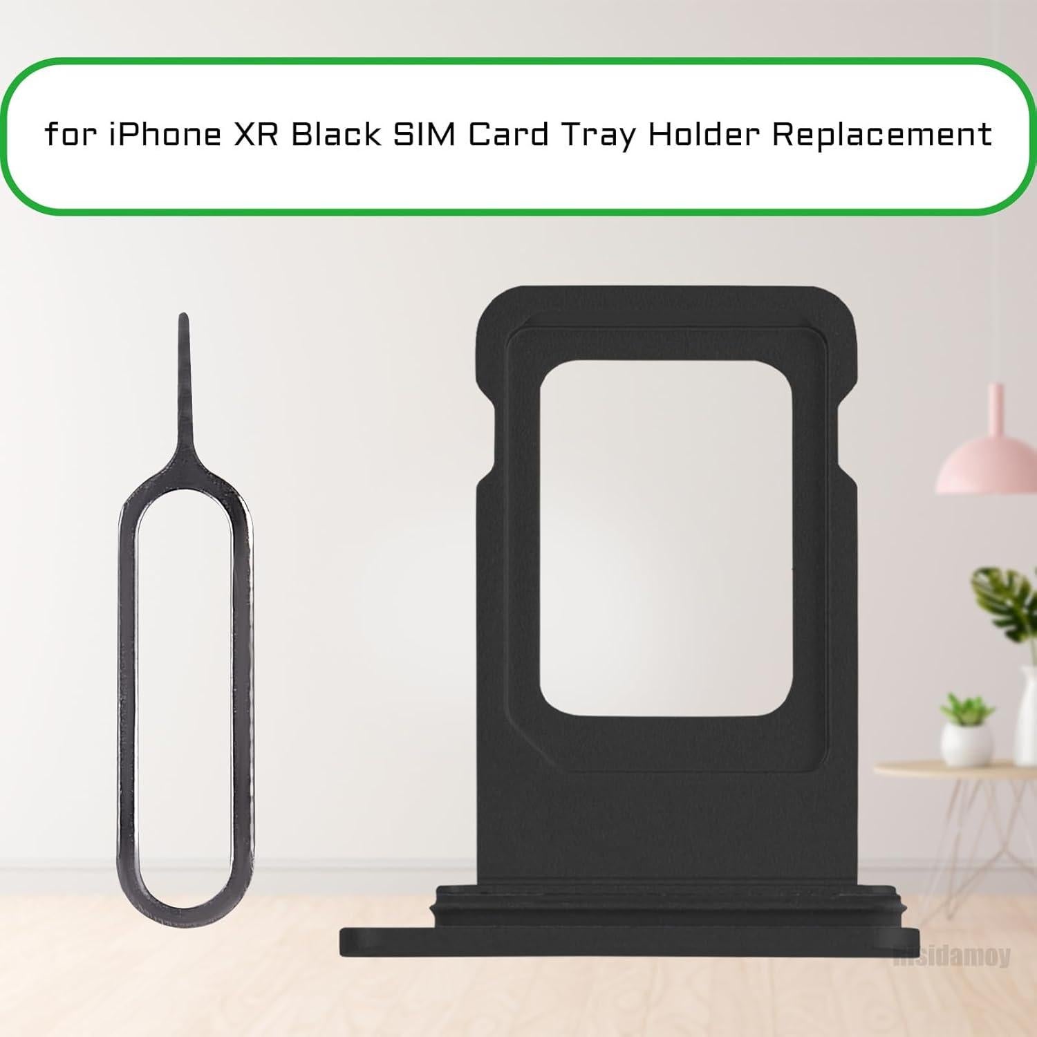 Bandeja de Tarjeta SIM para iPhone XR Risidamoy - Negro