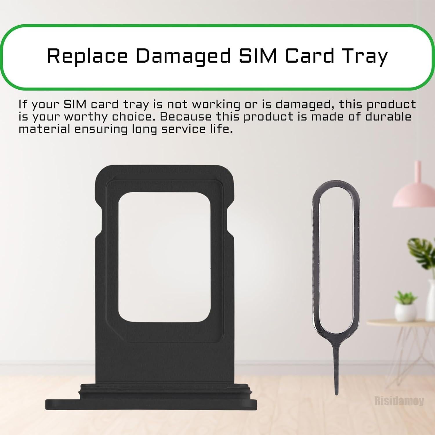 Bandeja de Tarjeta SIM para iPhone XR Risidamoy - Negro