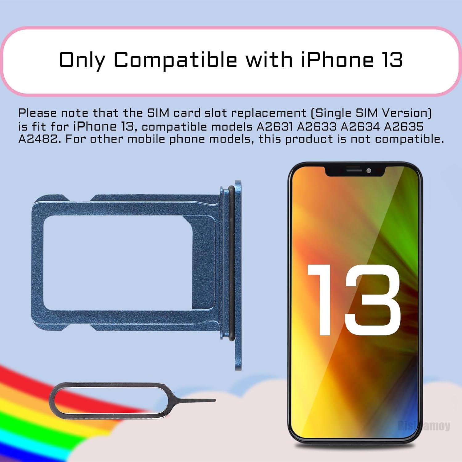 Bandeja de Tarjeta SIM Azul para iPhone 13 con Herramienta