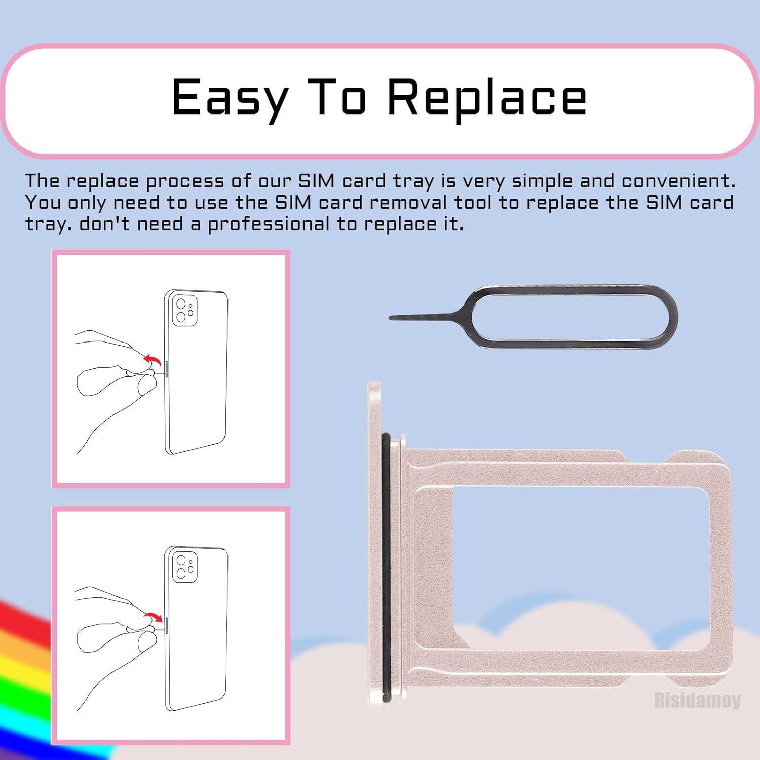 Bandeja de Tarjeta SIM Rosa para iPhone 13 - Reemplazo A2631 A2635