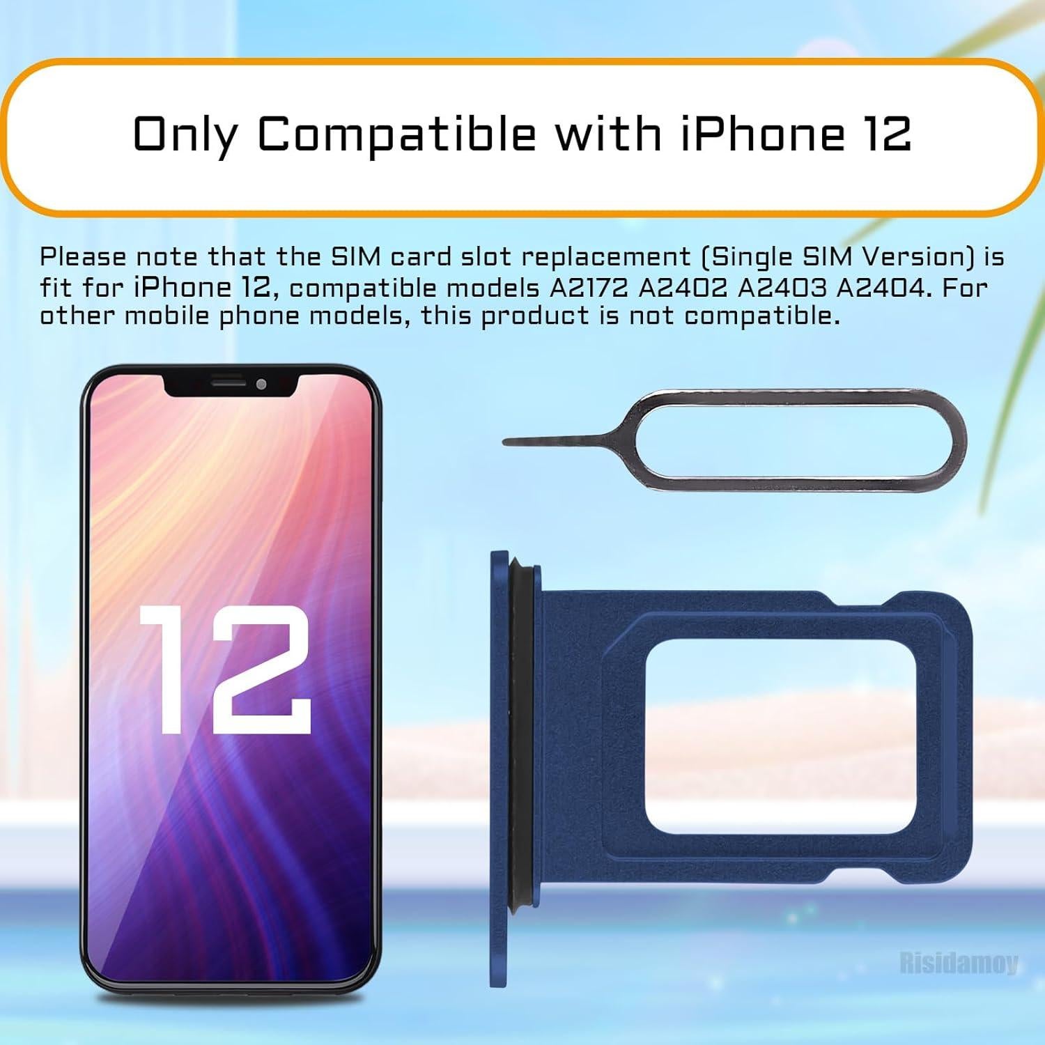 Bandeja de Tarjeta SIM Azul para iPhone 12 - Reemplazo A2172 A2402 A2403 A2404