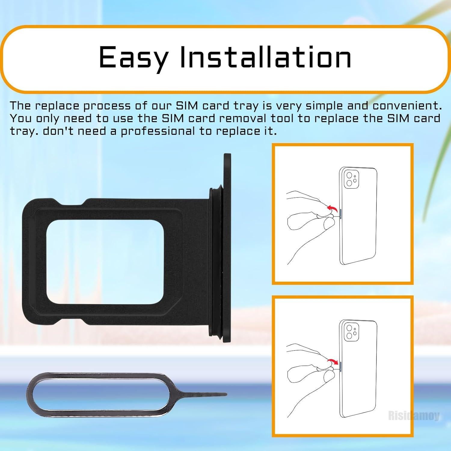 Bandeja de Tarjeta SIM Negra para iPhone 12 - Reemplazo A2172 A2402 A2403 A2404