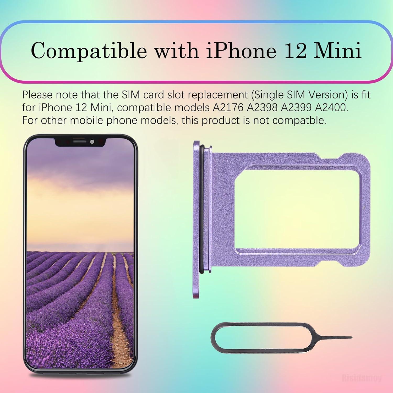 Bandeja de tarjeta SIM morada para iPhone 12 Mini A2176 A2398 A2399 A2400