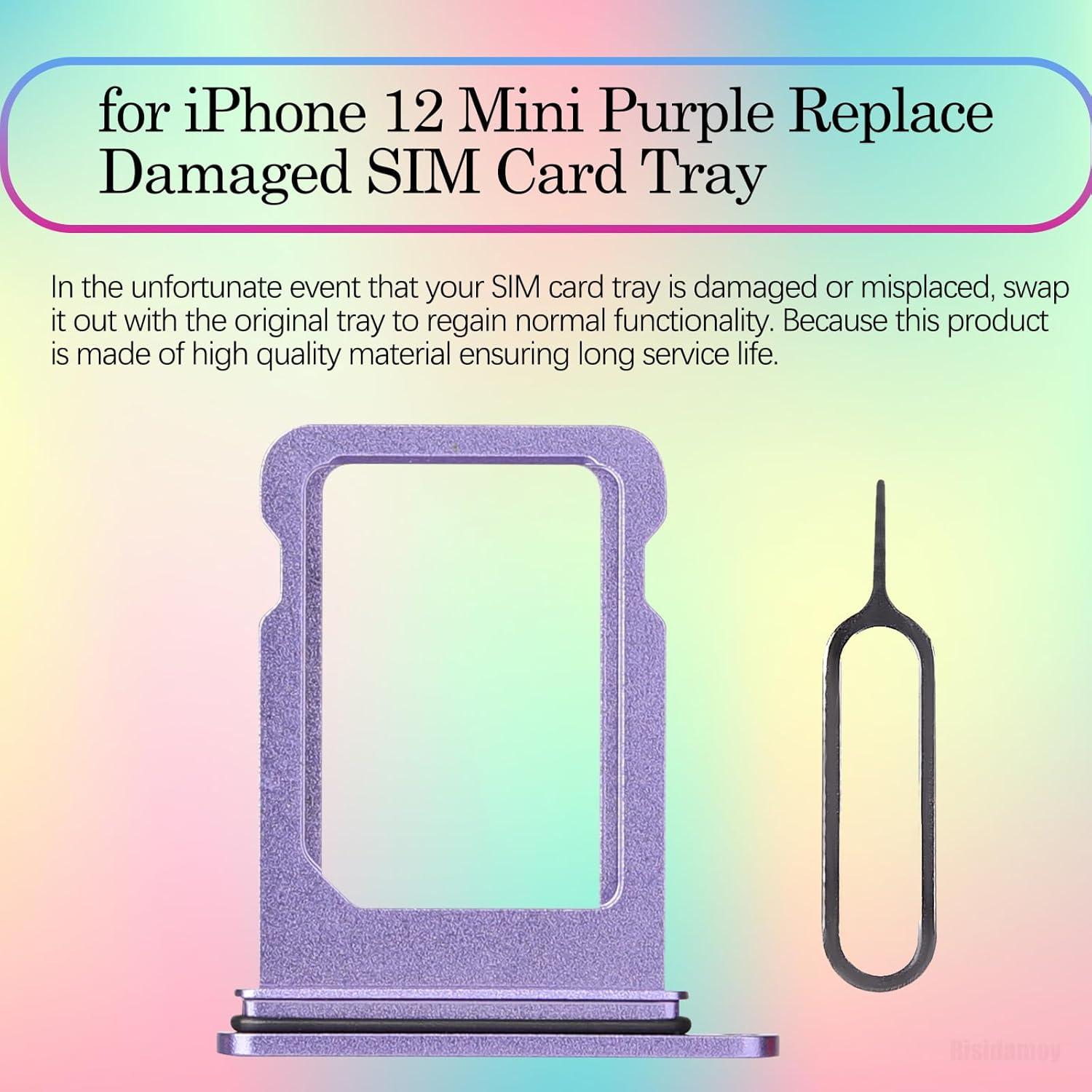 Bandeja de tarjeta SIM morada para iPhone 12 Mini A2176 A2398 A2399 A2400