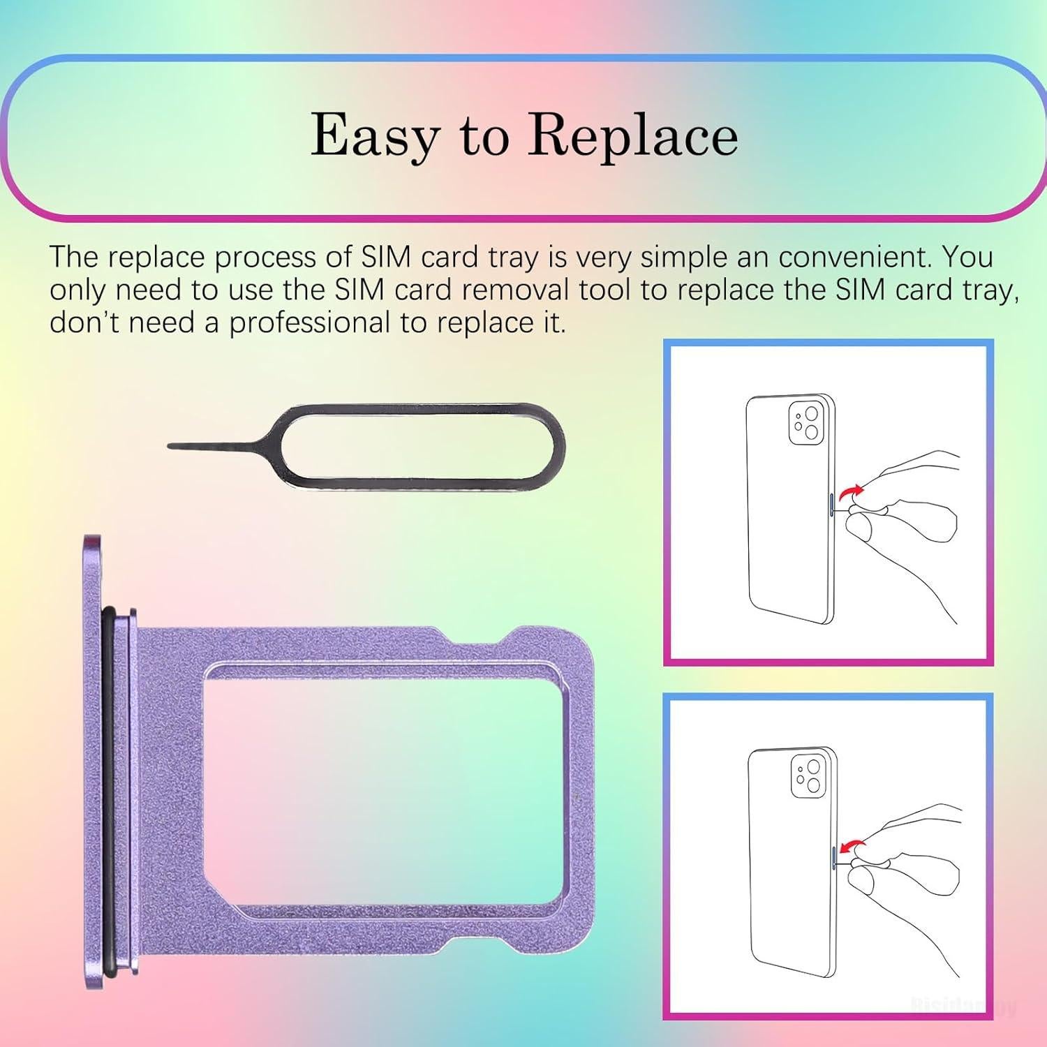 Bandeja de tarjeta SIM morada para iPhone 12 Mini A2176 A2398 A2399 A2400