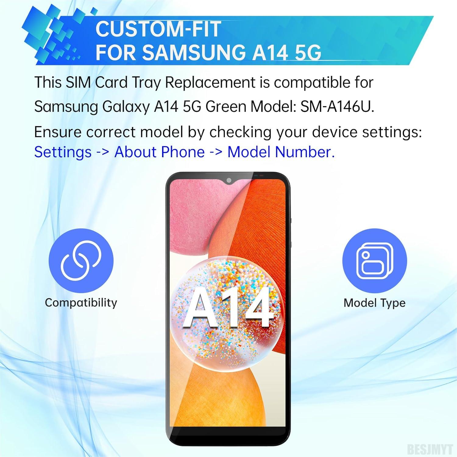 Bandeja de tarjeta SIM negra para Samsung Galaxy A14 5G