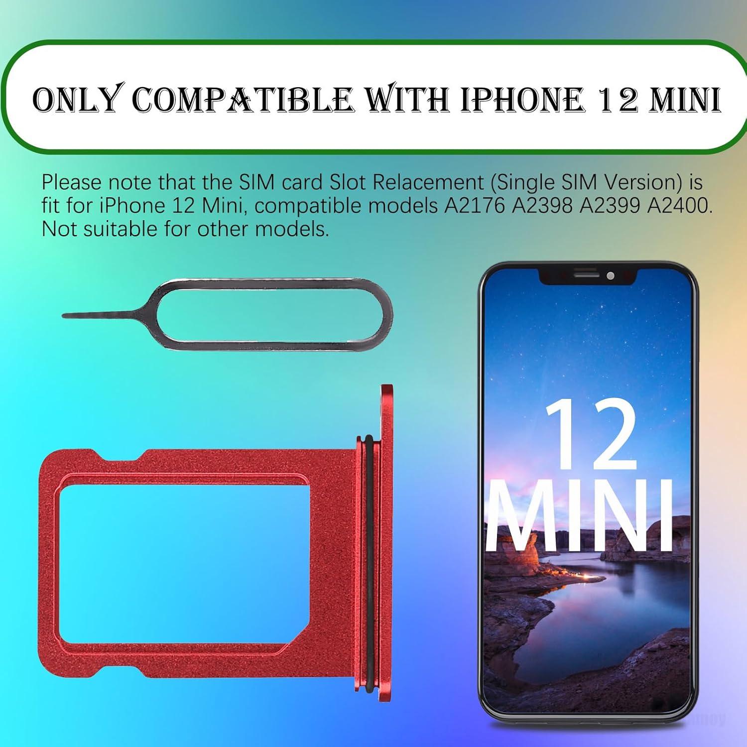 Bandeja de tarjeta SIM roja Risidamoy para iPhone 12 Mini