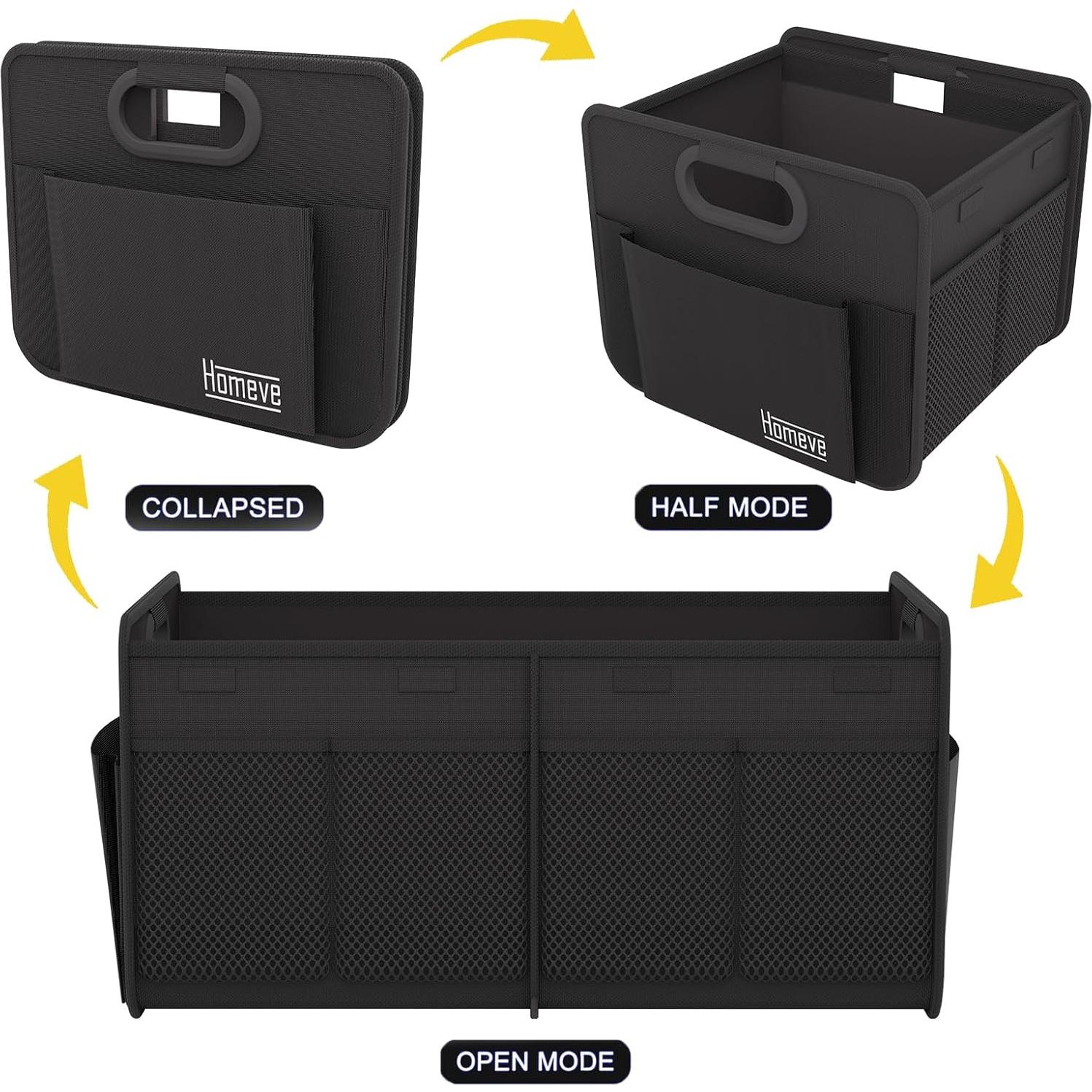 Organizador de Maletero de Coche Homeve Plegable 2 Compartimentos Negro