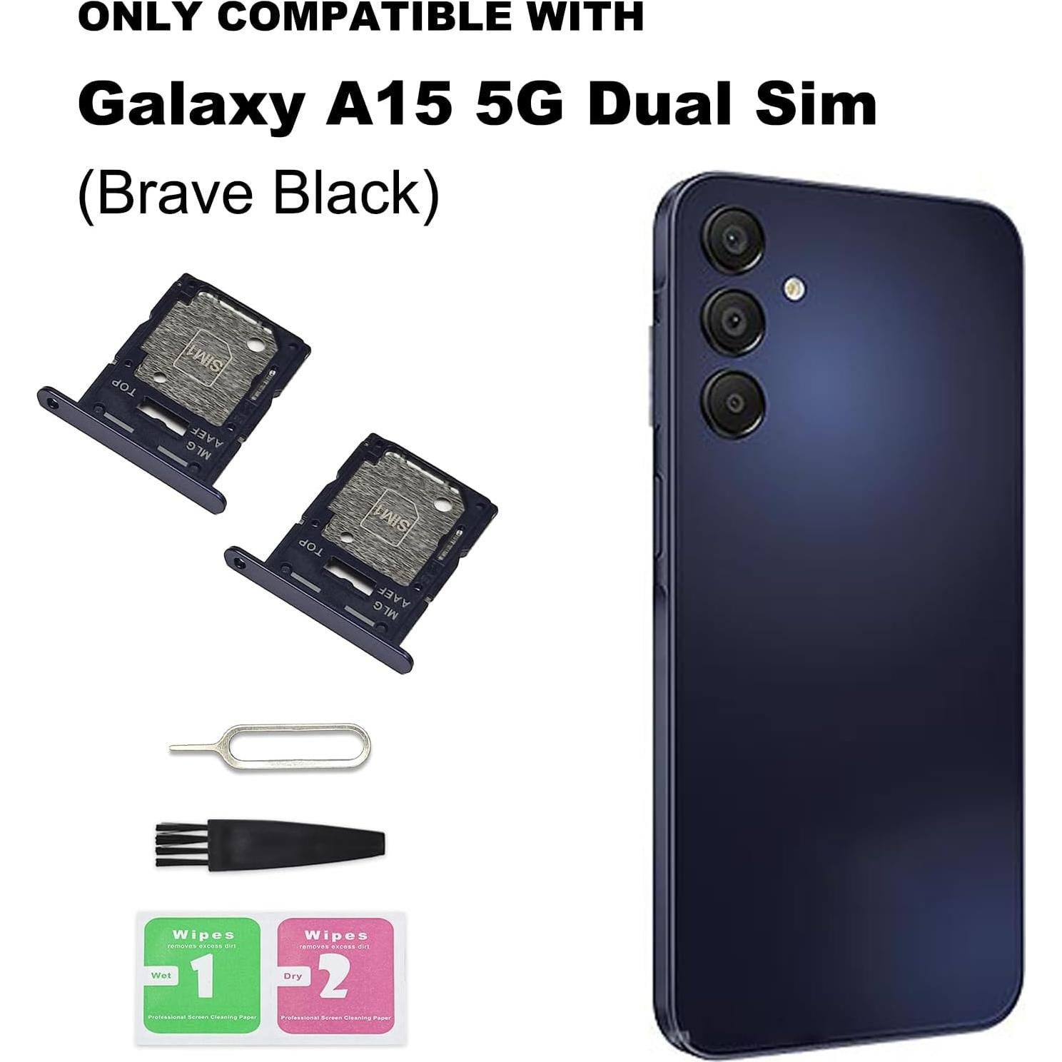 Bandeja Doble SIM para Galaxy A15 5G BATLABB - 2 Pcs Negro