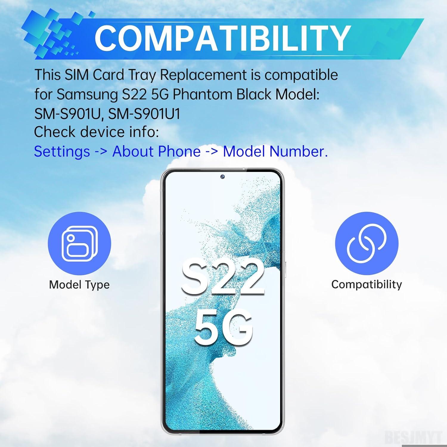 Bandeja de tarjeta SIM para Samsung Galaxy S22 5G - Negro