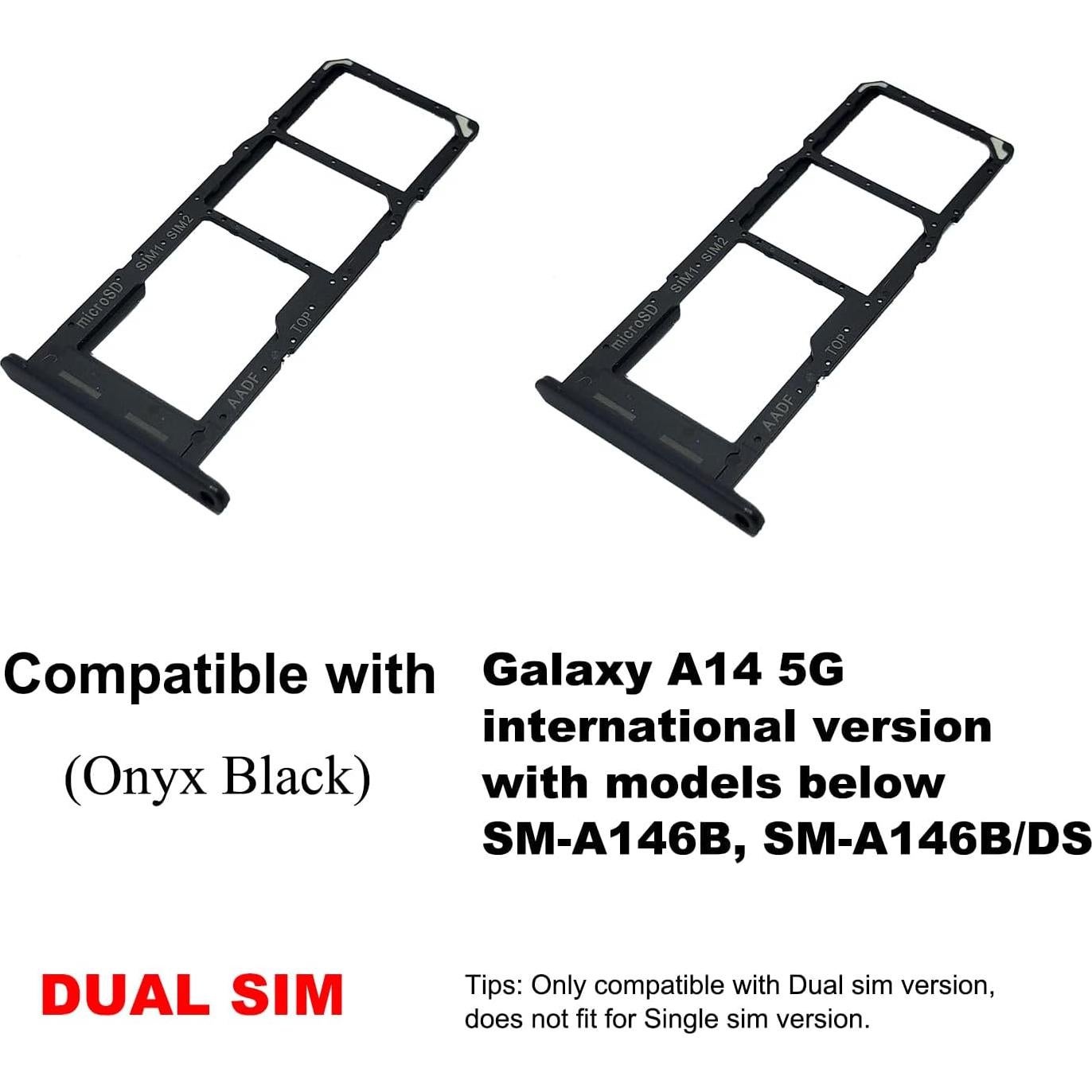 Bandeja SIM Doble para Galaxy A14 5G - 2 Piezas - Negro
