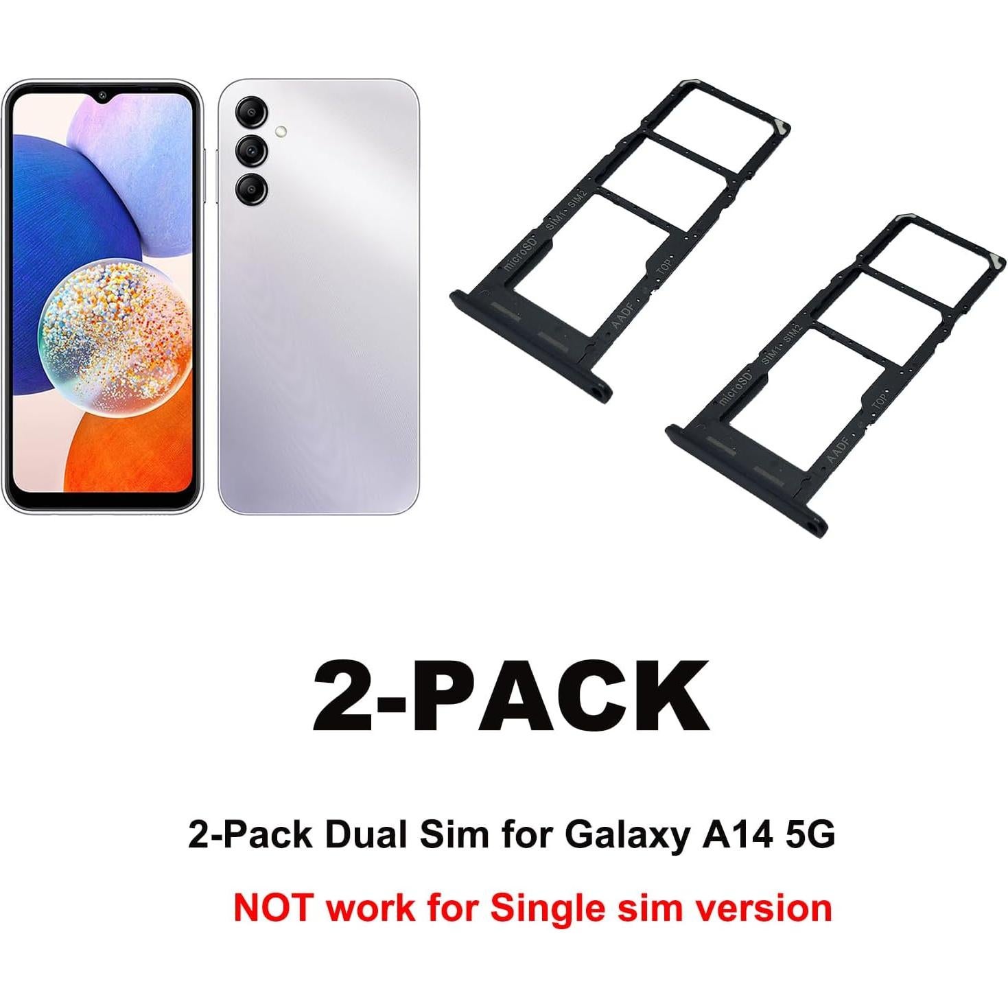 Bandeja SIM Doble para Galaxy A14 5G - 2 Piezas - Negro