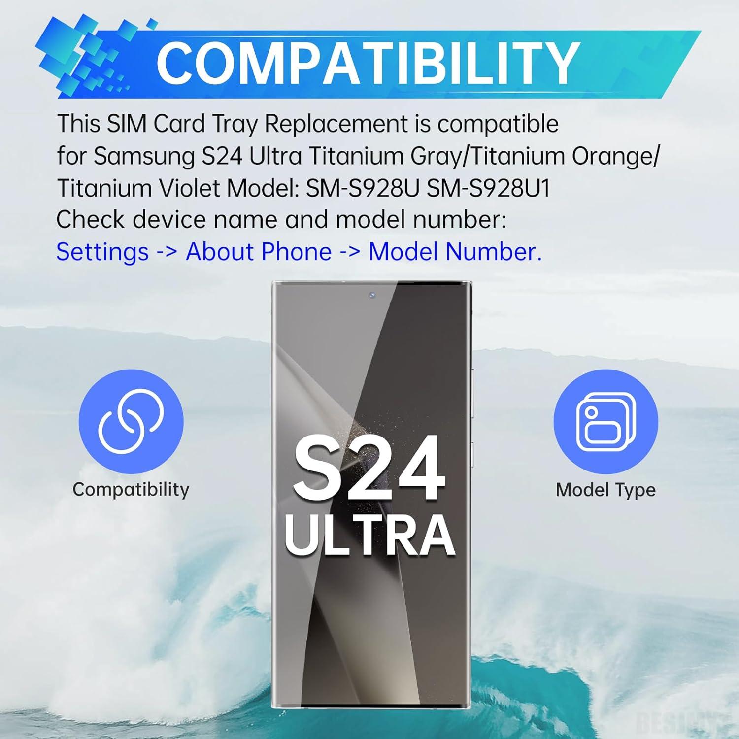 Bandeja de Tarjeta SIM para Samsung Galaxy S24 Ultra - Gris