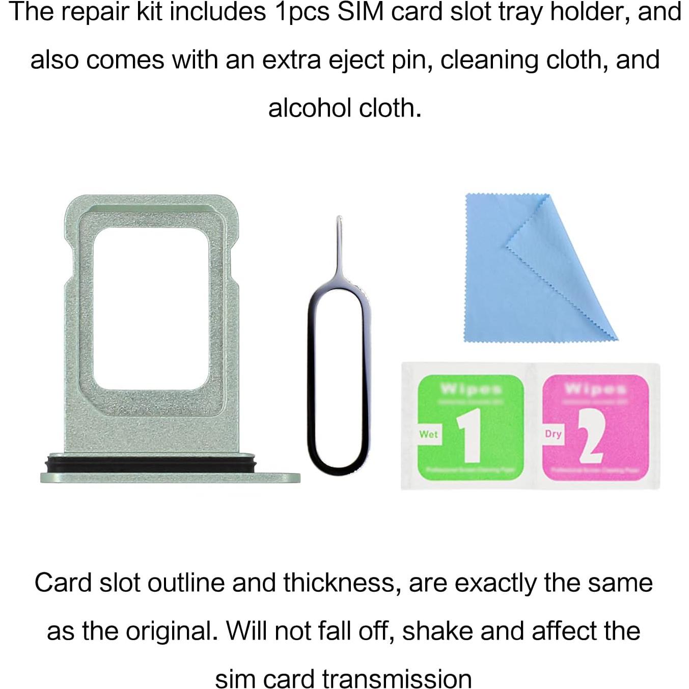 ASDAWN for iPhone 12 SIM Card Slot Replacement for iPhone 12 SIM Card Tray Holder Waterproof Rubber Ring and SIM pin(Single Sim Version 6.1 inches)(Green)