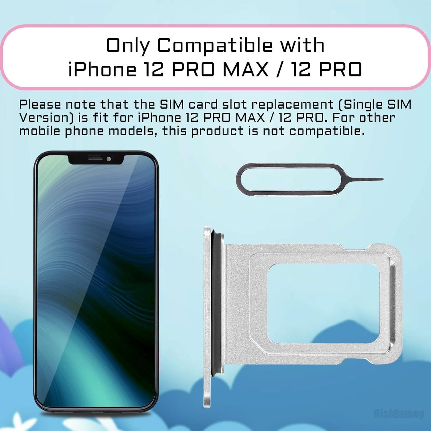 Bandeja para Tarjeta SIM Individual Plata iPhone 12 Pro Max