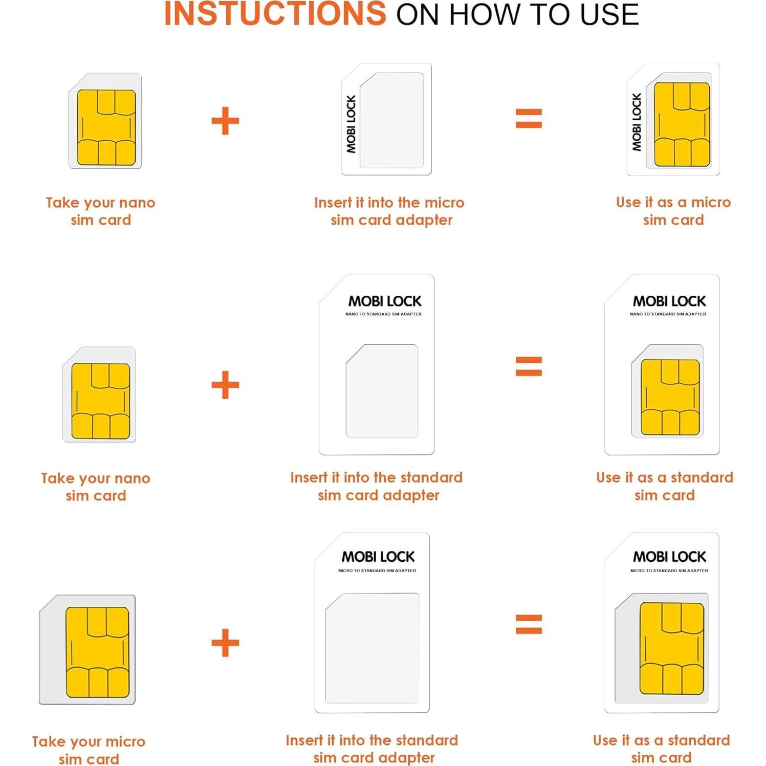 Kit Adaptador Tarjeta SIM 6 en 1 Mobi Lock - Micro, Nano, Estándar