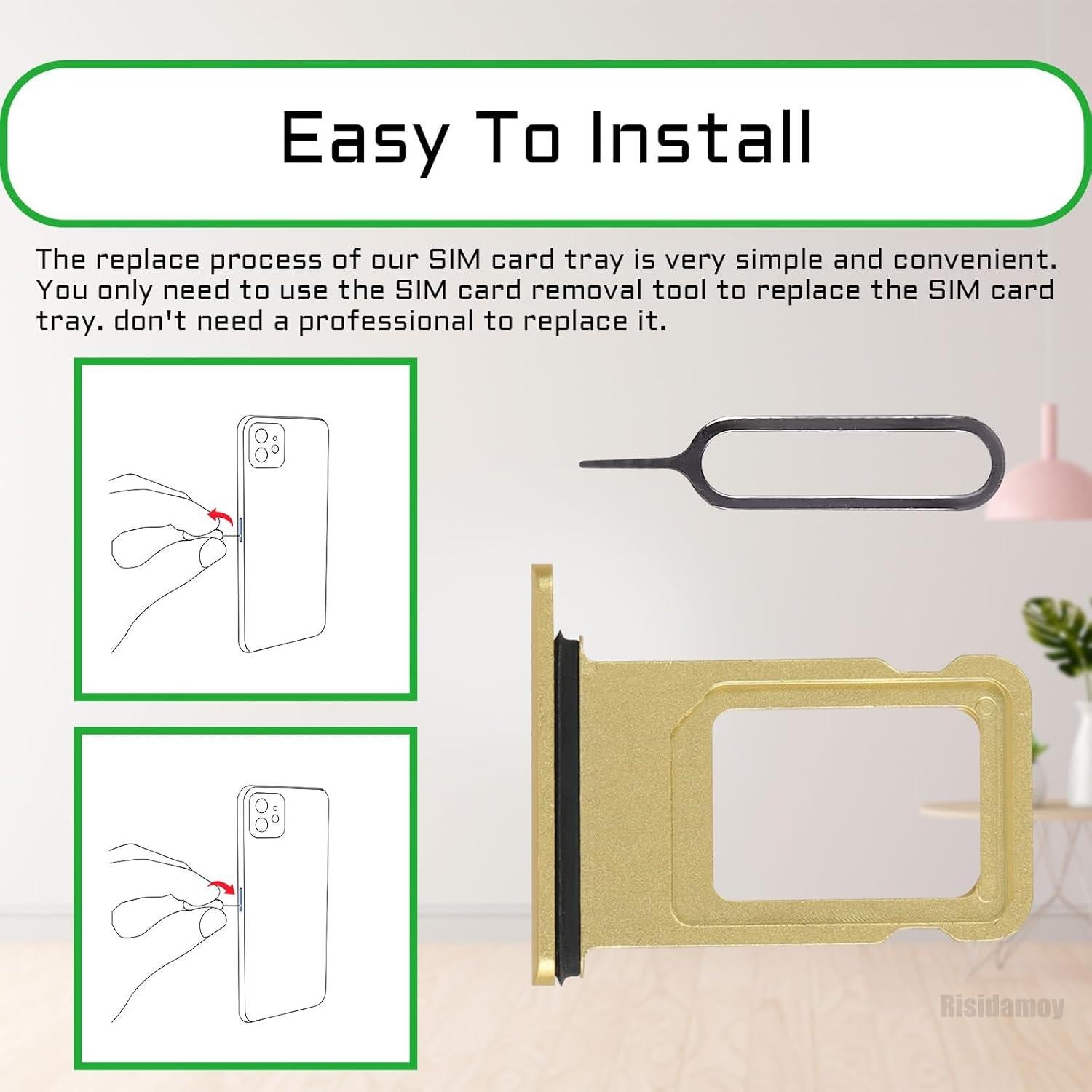 Bandeja de Tarjeta SIM Dorada para iPhone 11 - Risidamoy